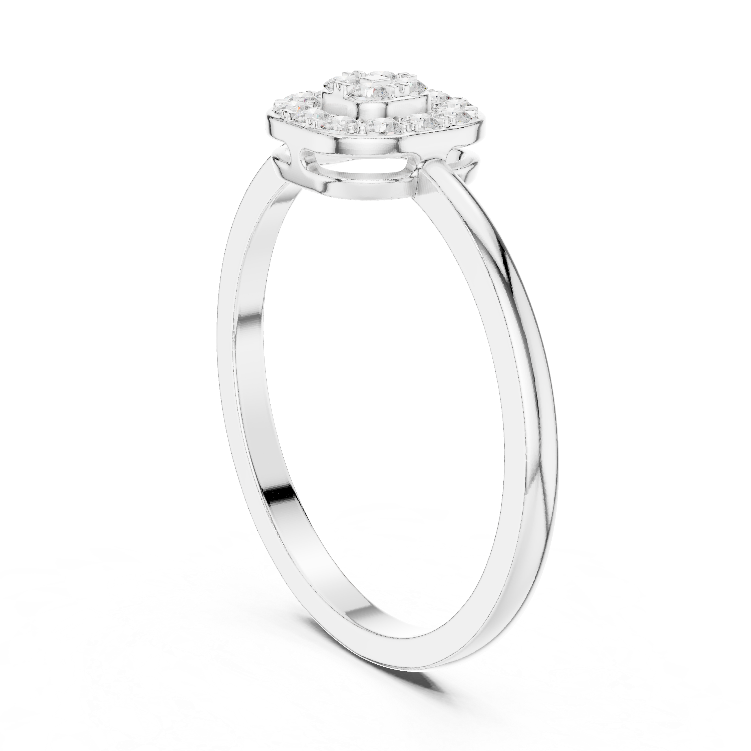 Round Cut Halo Cluster Engagement Ring