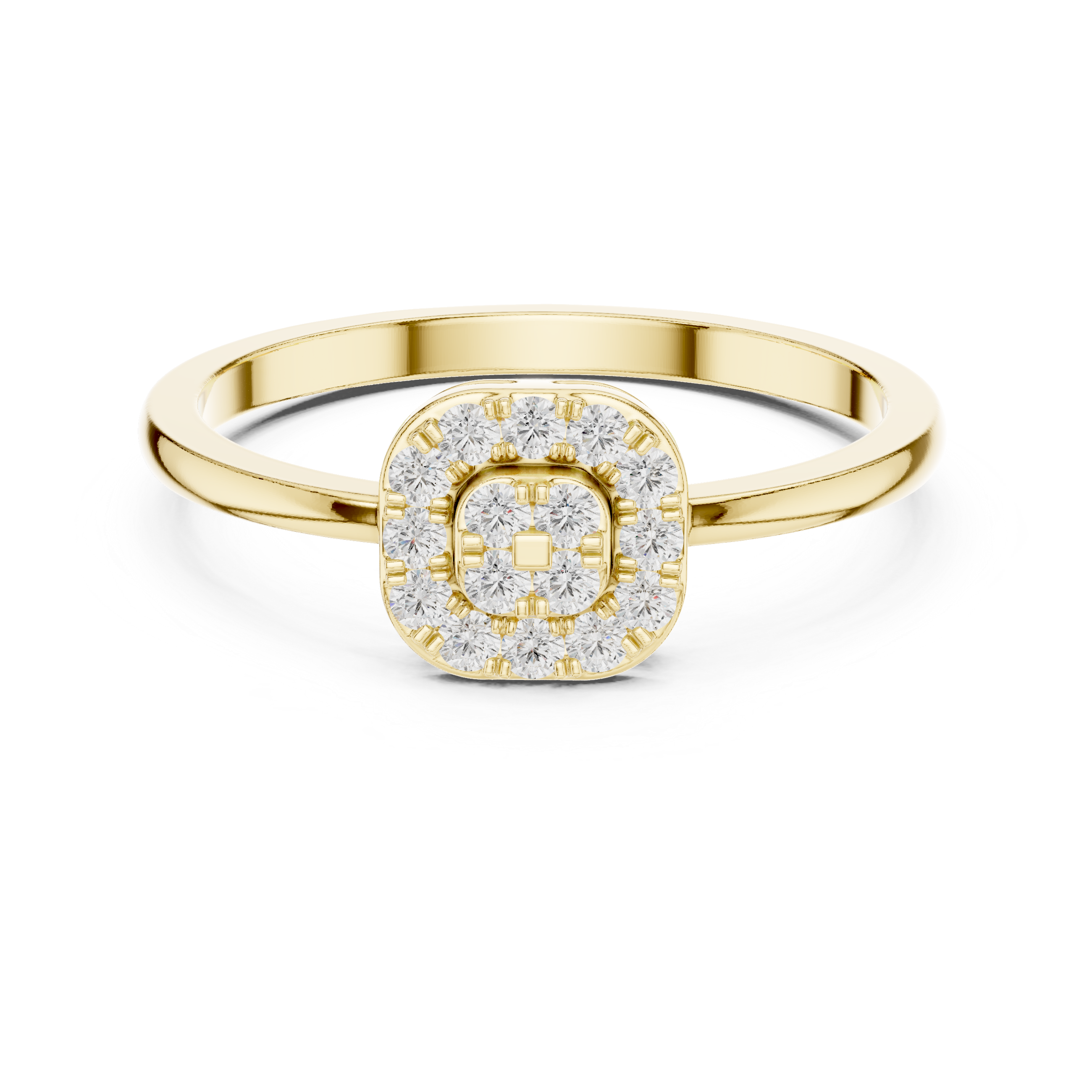 Round Cut Halo Cluster Engagement Ring