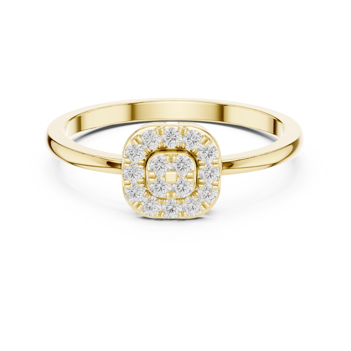 Round Cut Halo Cluster Engagement Ring