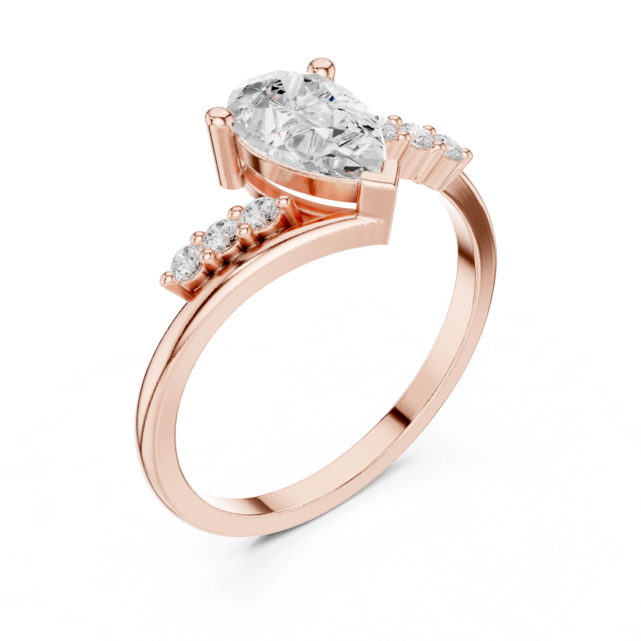 Pear Cut Diamond Bypass Engagement Ring