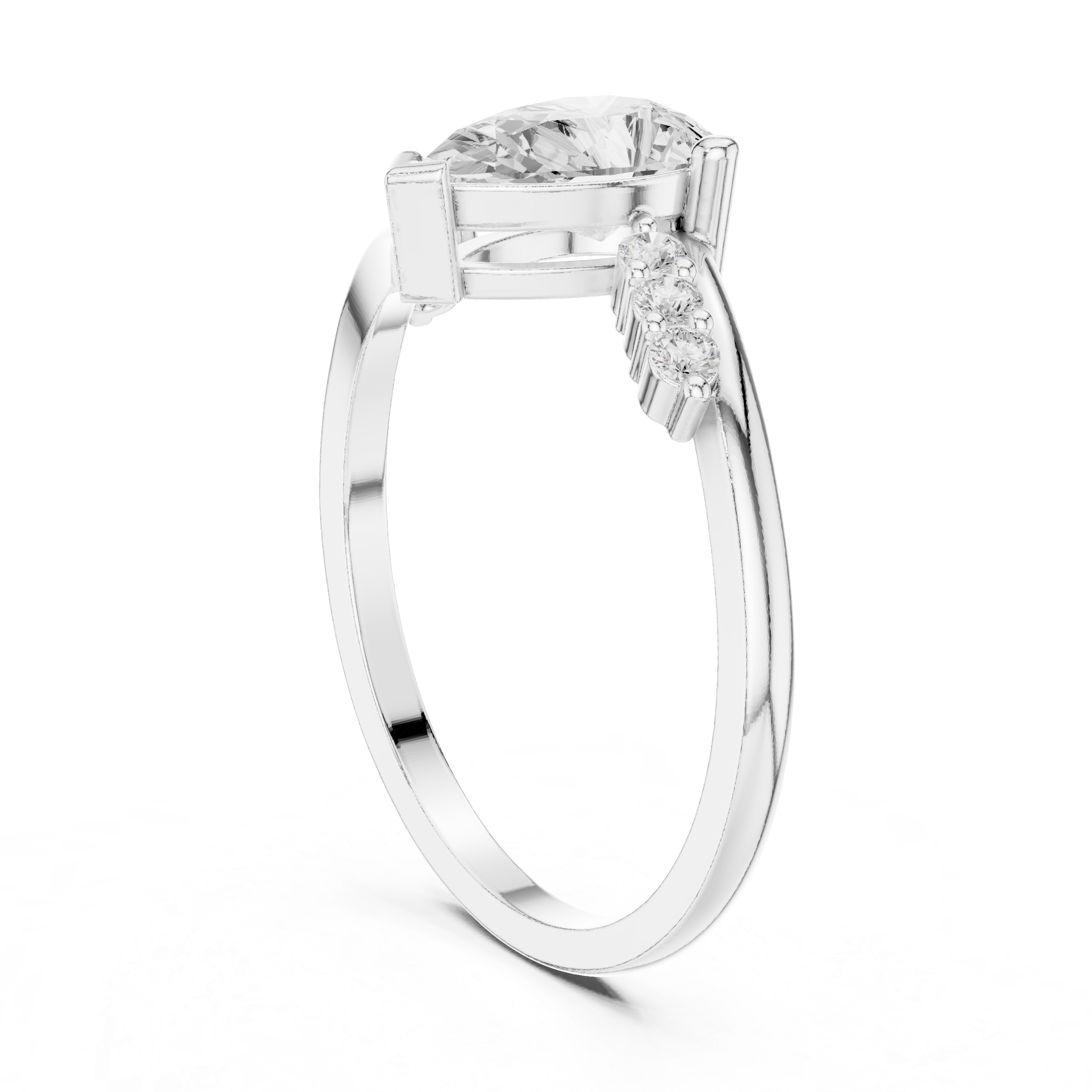 Pear Cut Diamond Bypass Engagement Ring