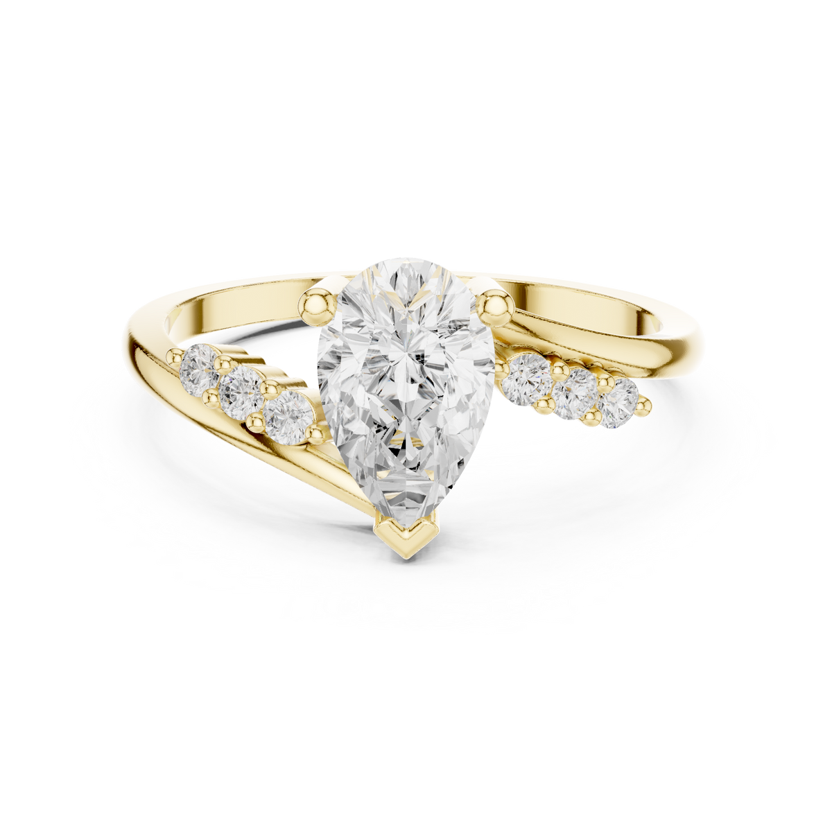 Pear Cut Diamond Bypass Engagement Ring