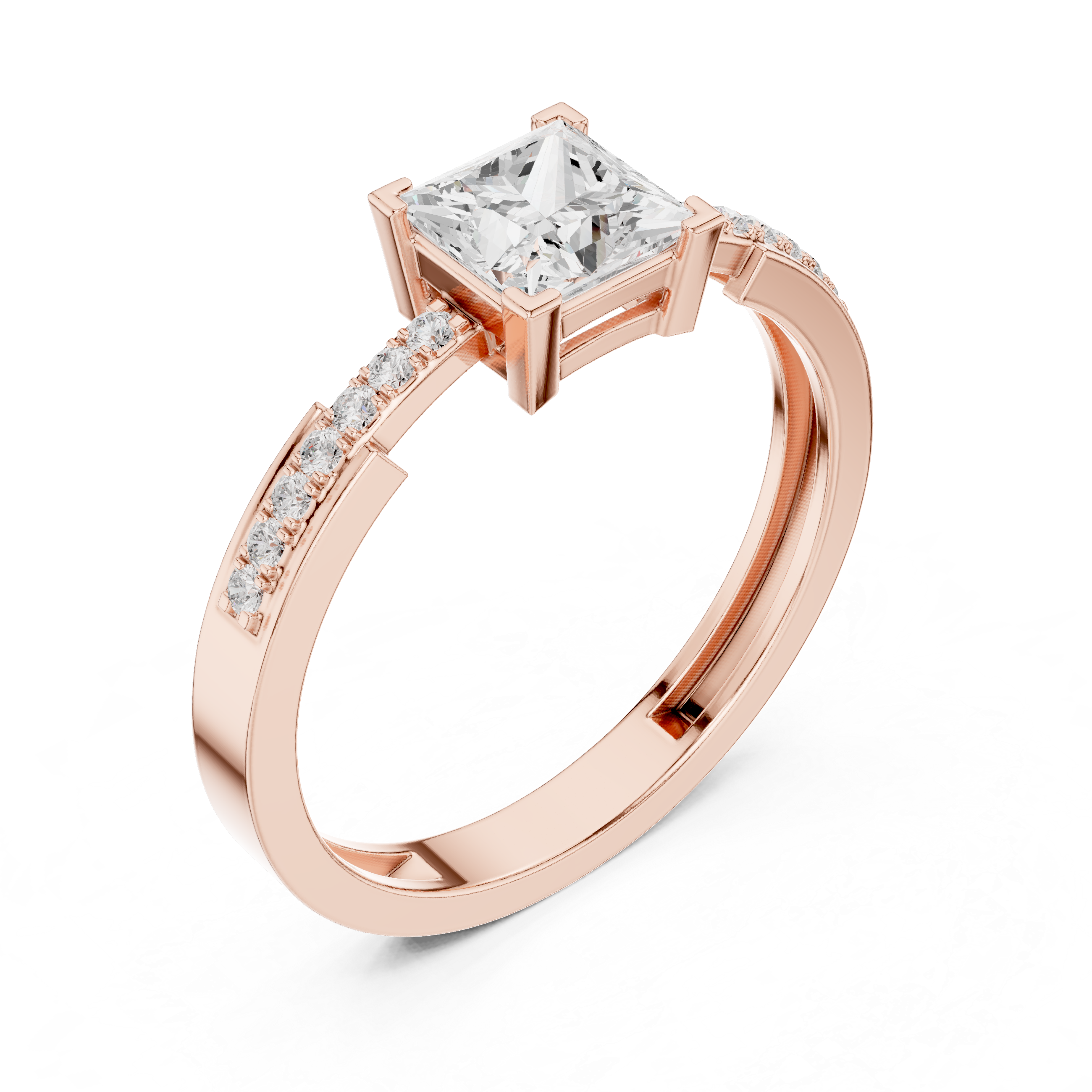 Princess Cut Diamond Channel Pave Set Ring