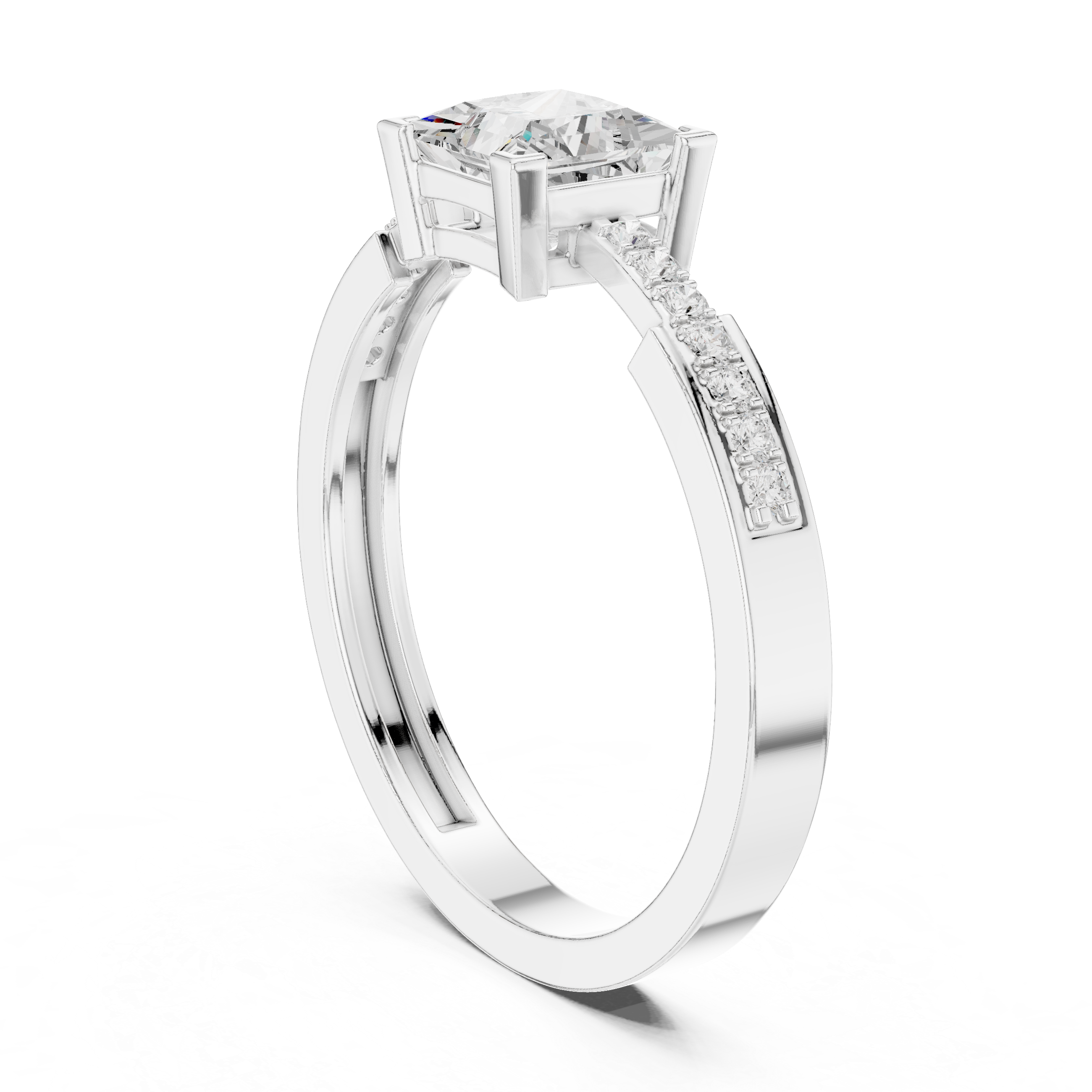 Princess Cut Diamond Channel Pave Set Ring