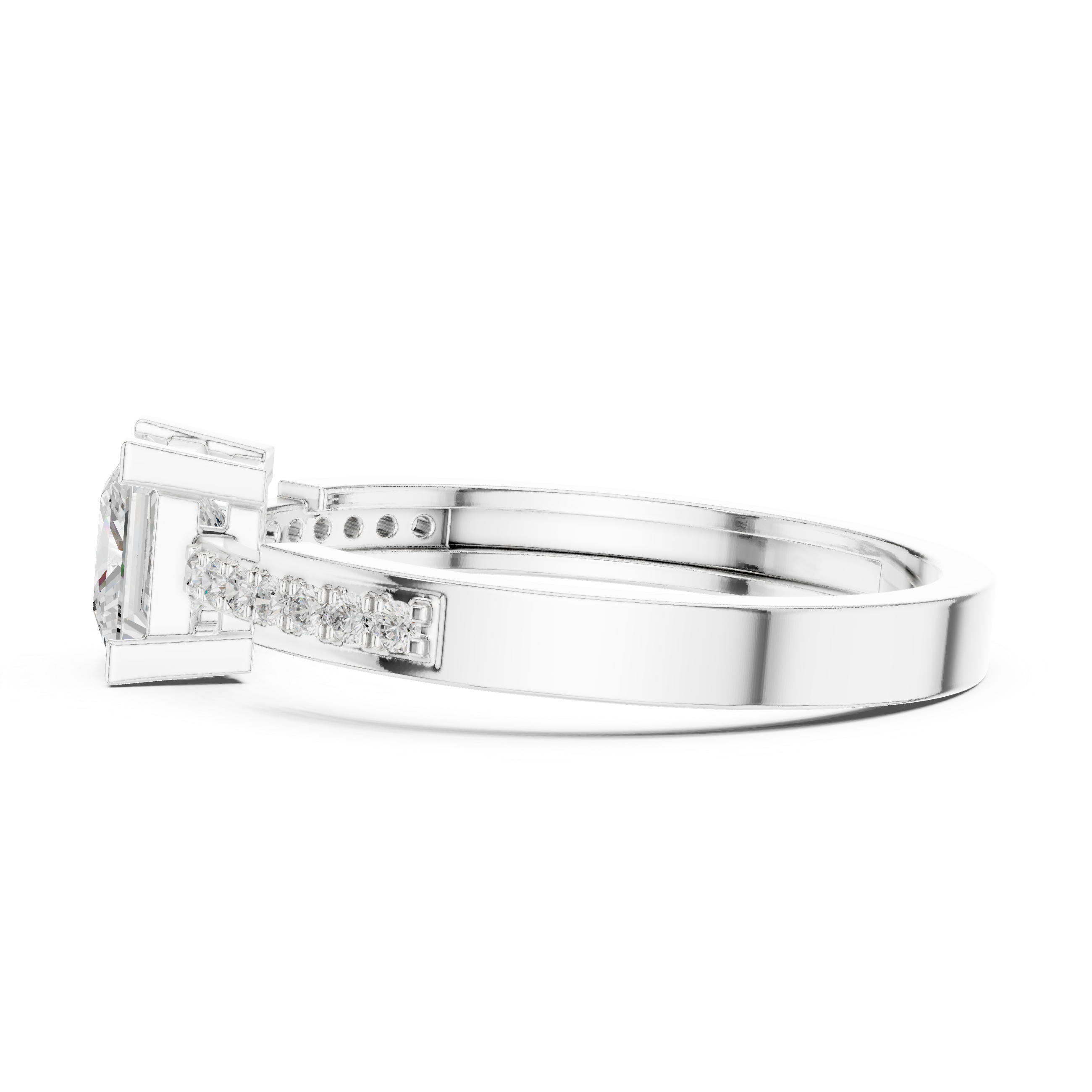 Princess Cut Diamond Channel Pave Set Ring