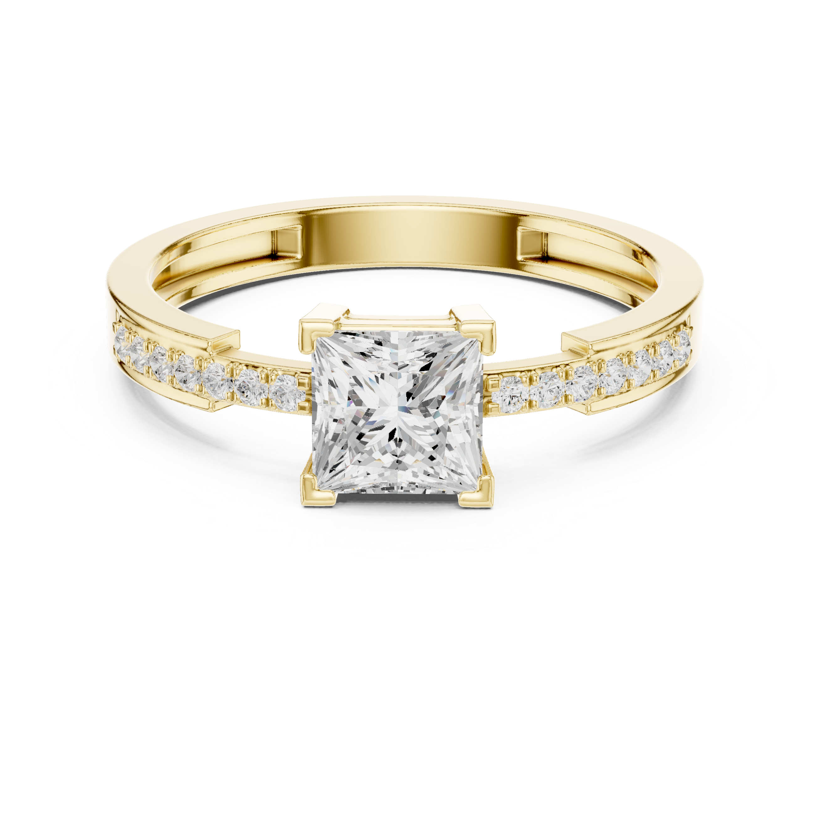 Princess Cut Diamond Channel Pave Set Ring