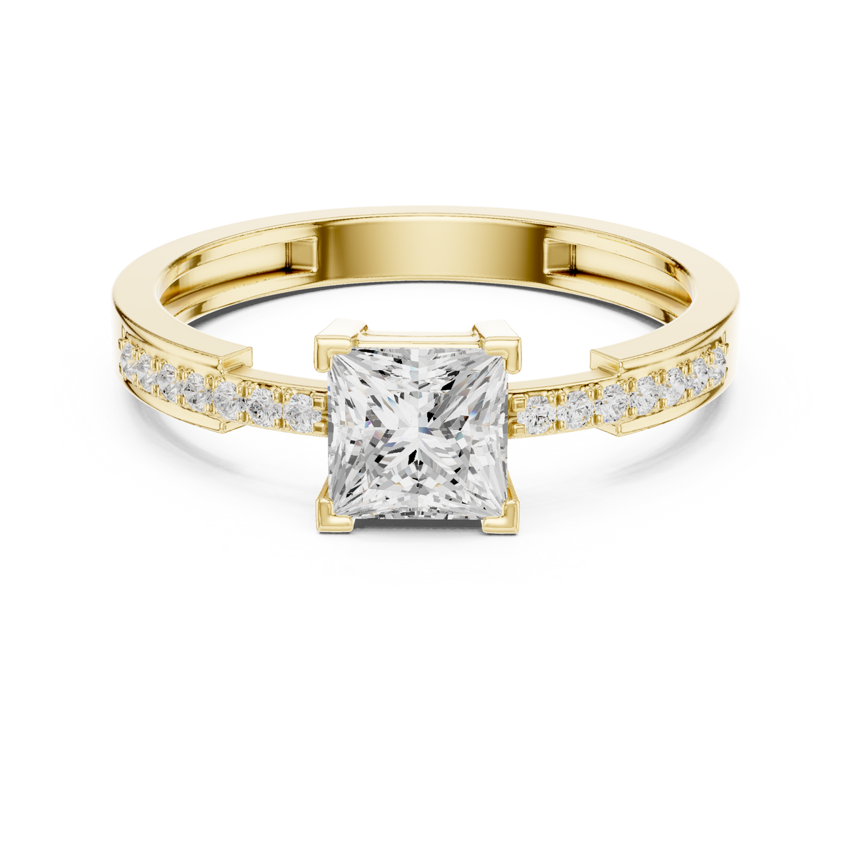 Princess Cut Diamond Channel Pave Set Ring