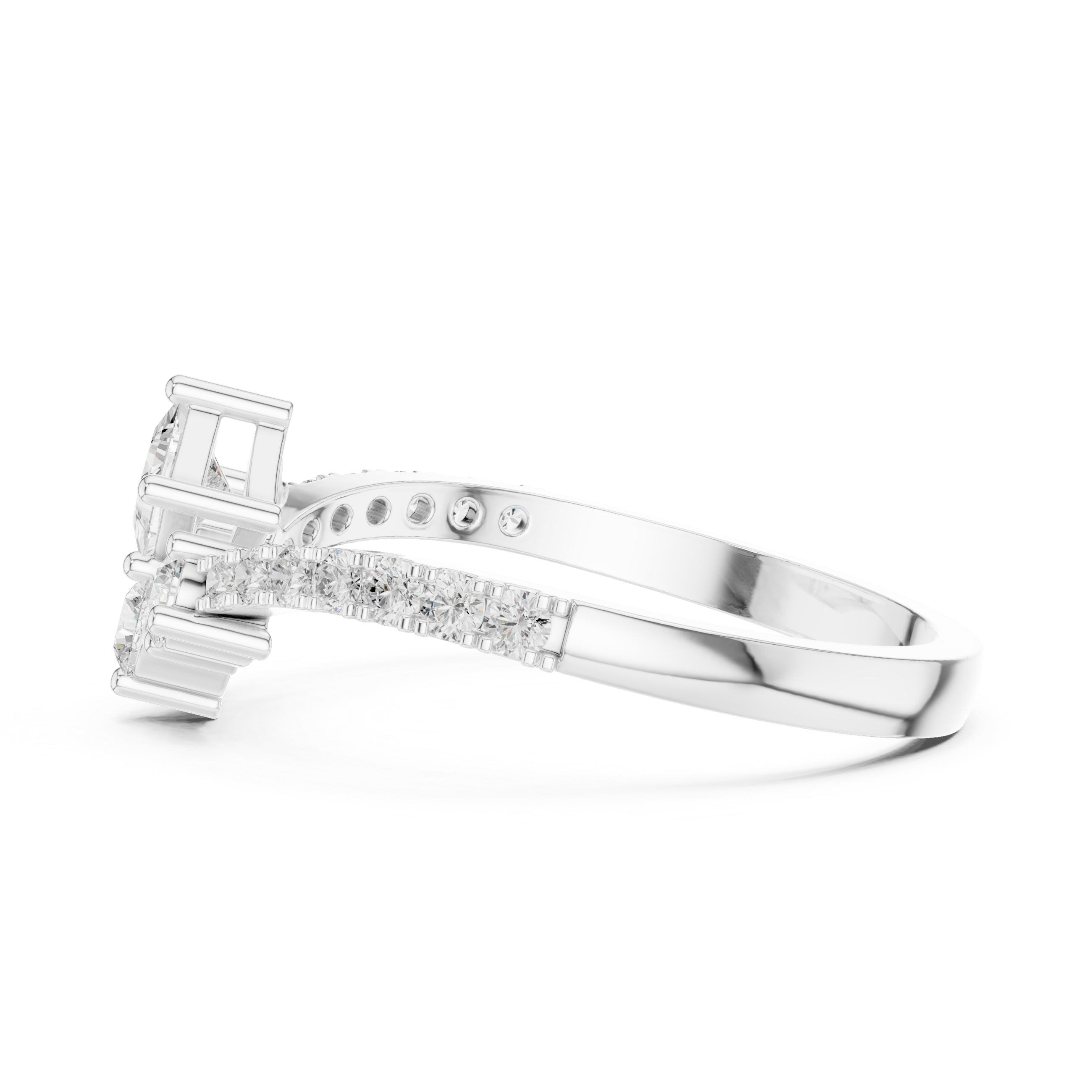 Princess Cut Kite-Set Diamond Chevron Ring