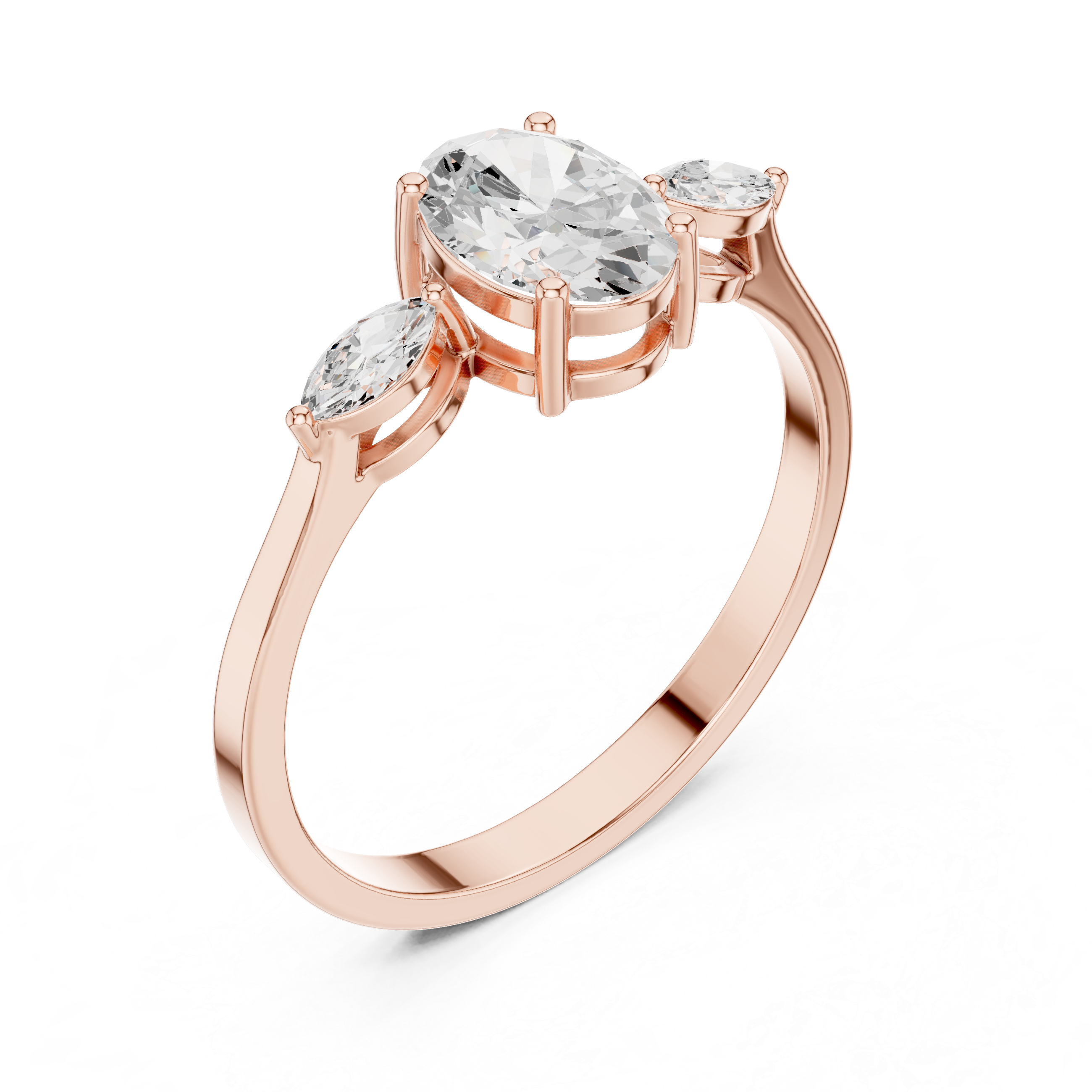 Oval & Marquise Trio Diamond Engagement Ring