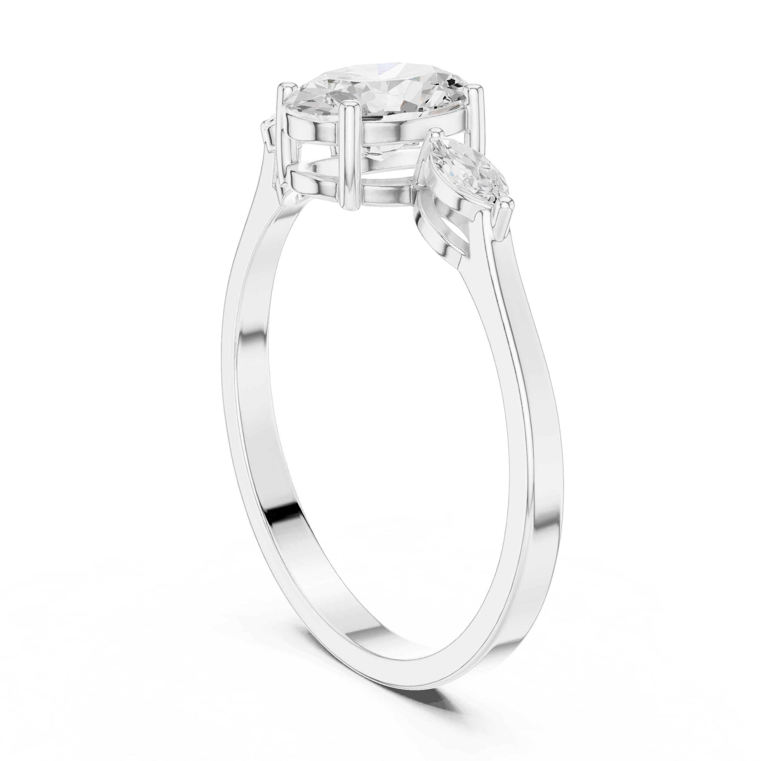 Oval & Marquise Trio Diamond Engagement Ring