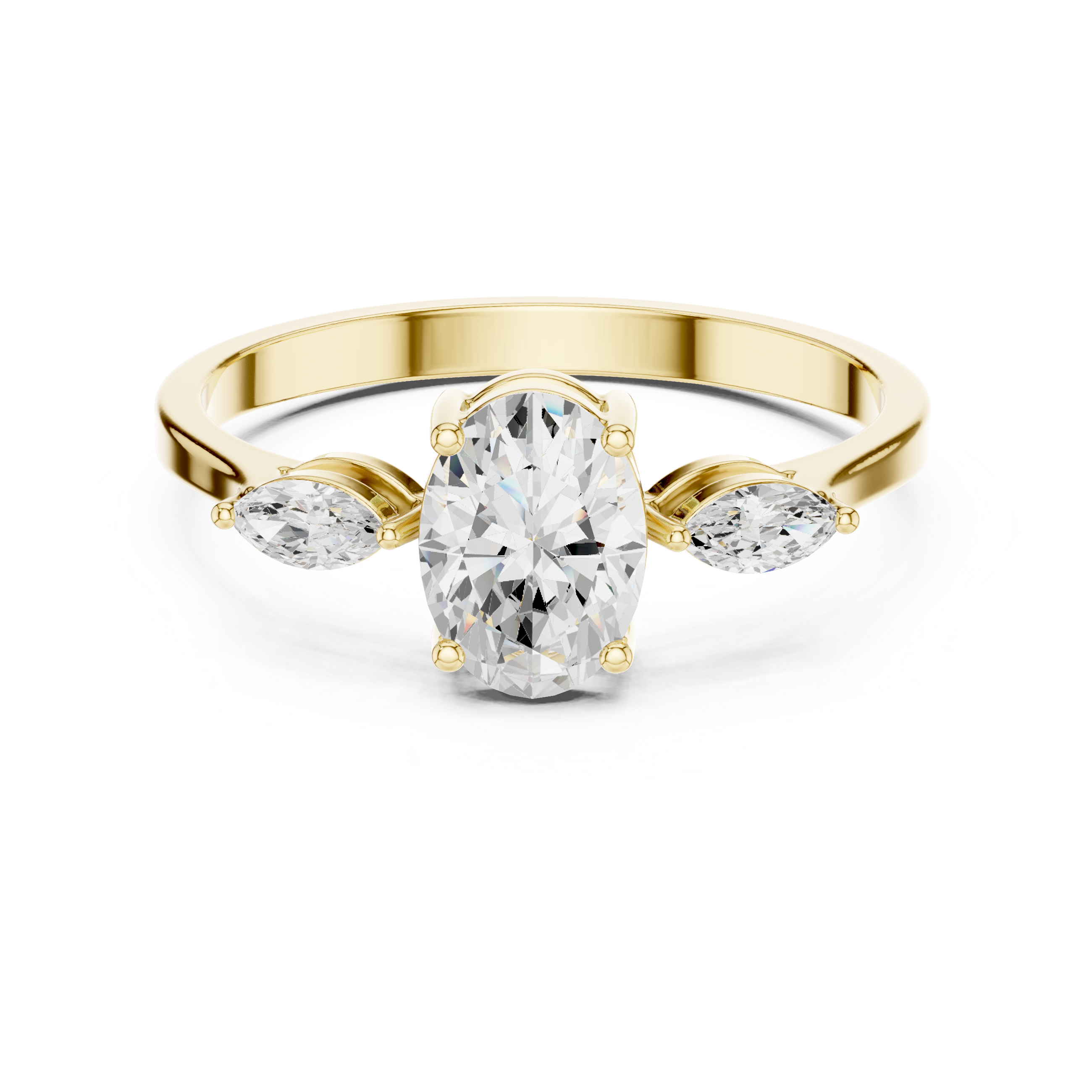 Oval & Marquise Trio Diamond Engagement Ring