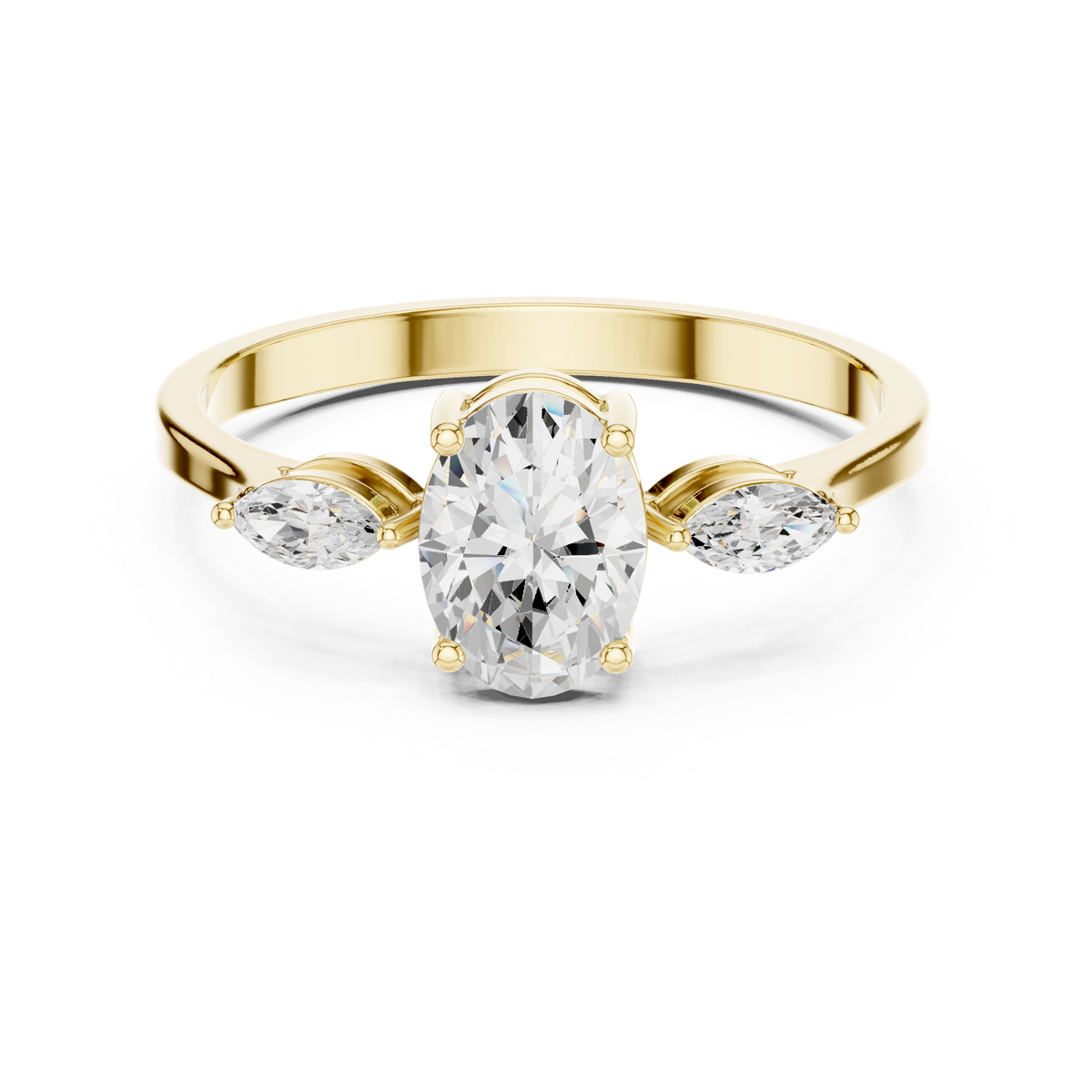 Oval & Marquise Trio Diamond Engagement Ring