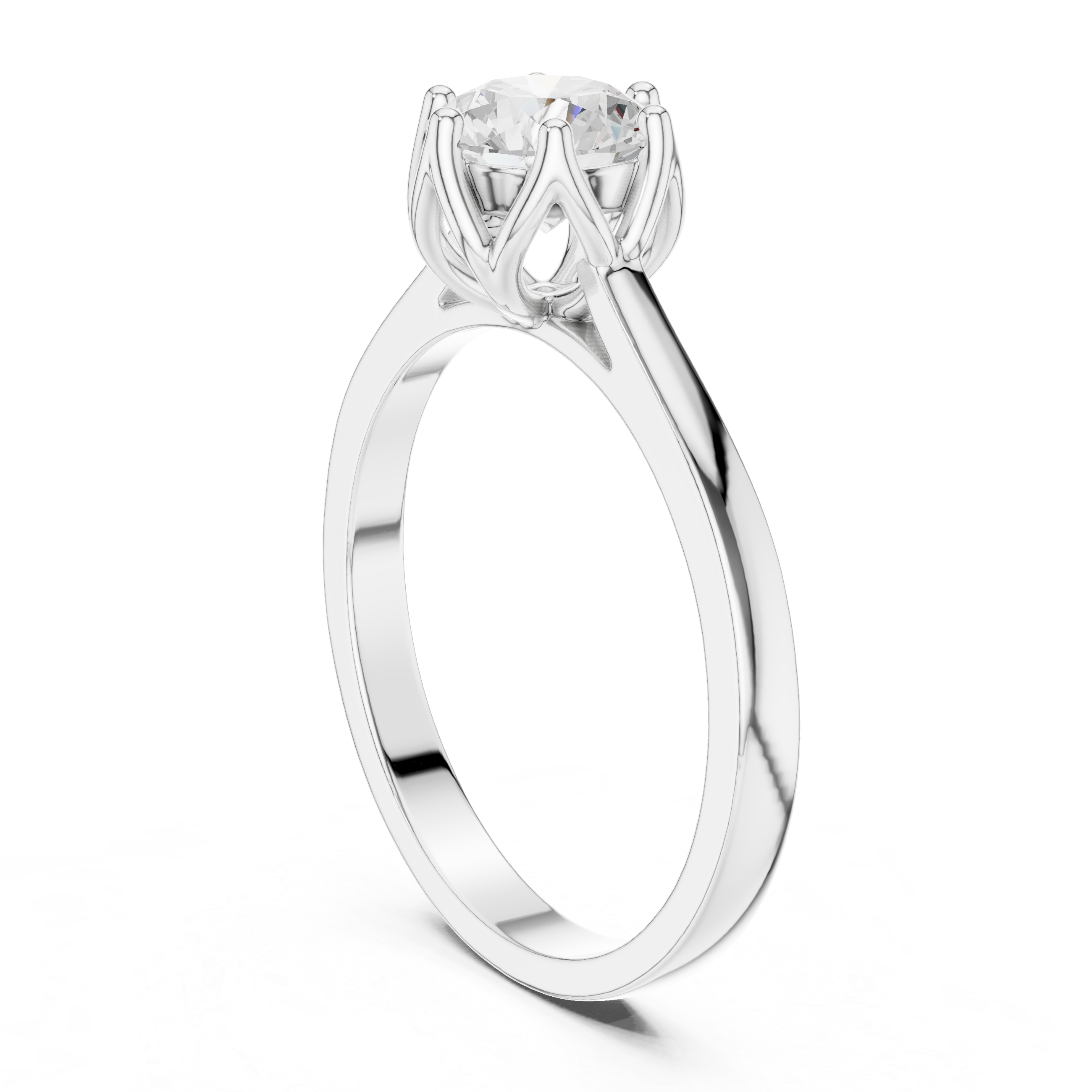 6-Prong Petal Set Round Diamond Solitaire Ring