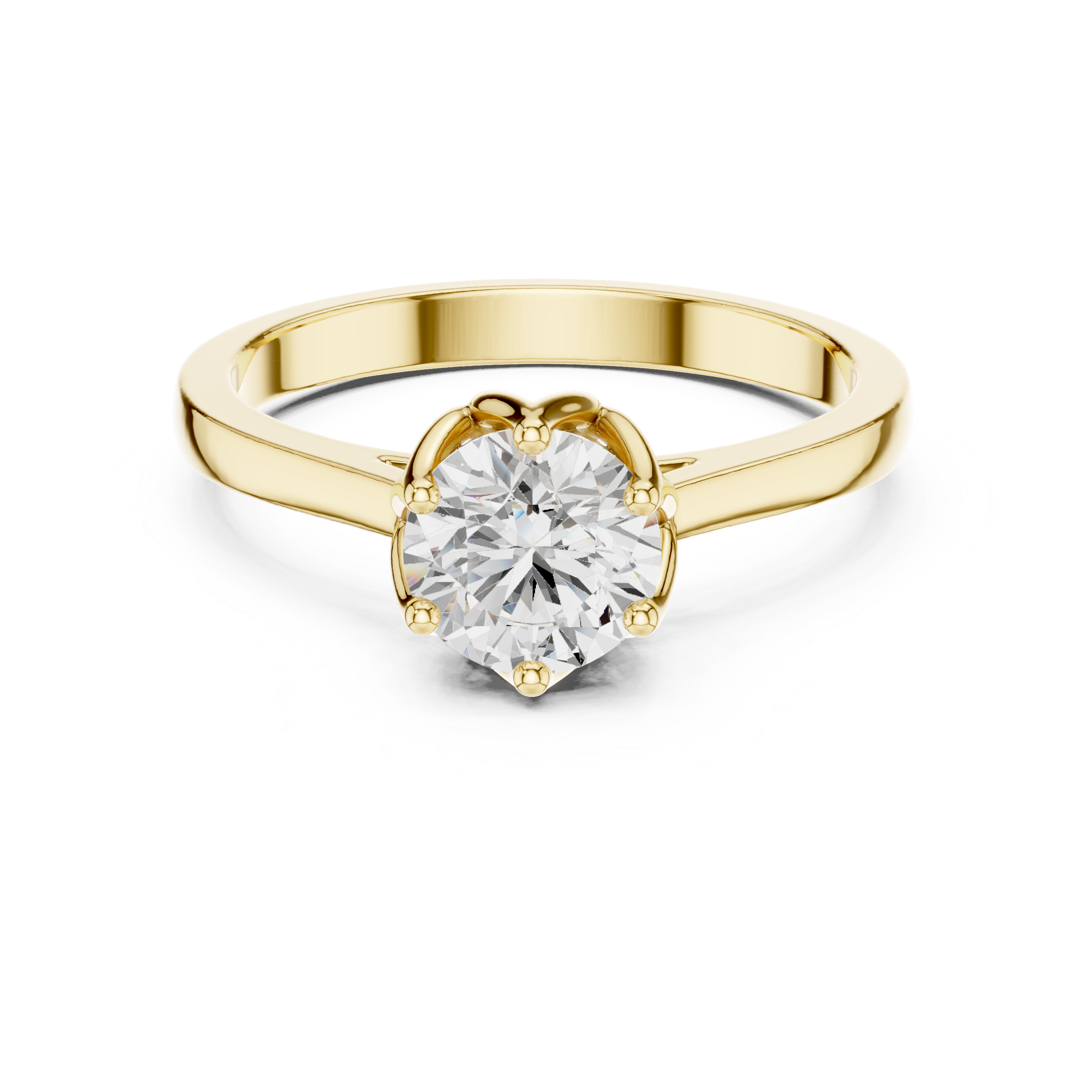 6-Prong Petal Set Round Diamond Solitaire Ring