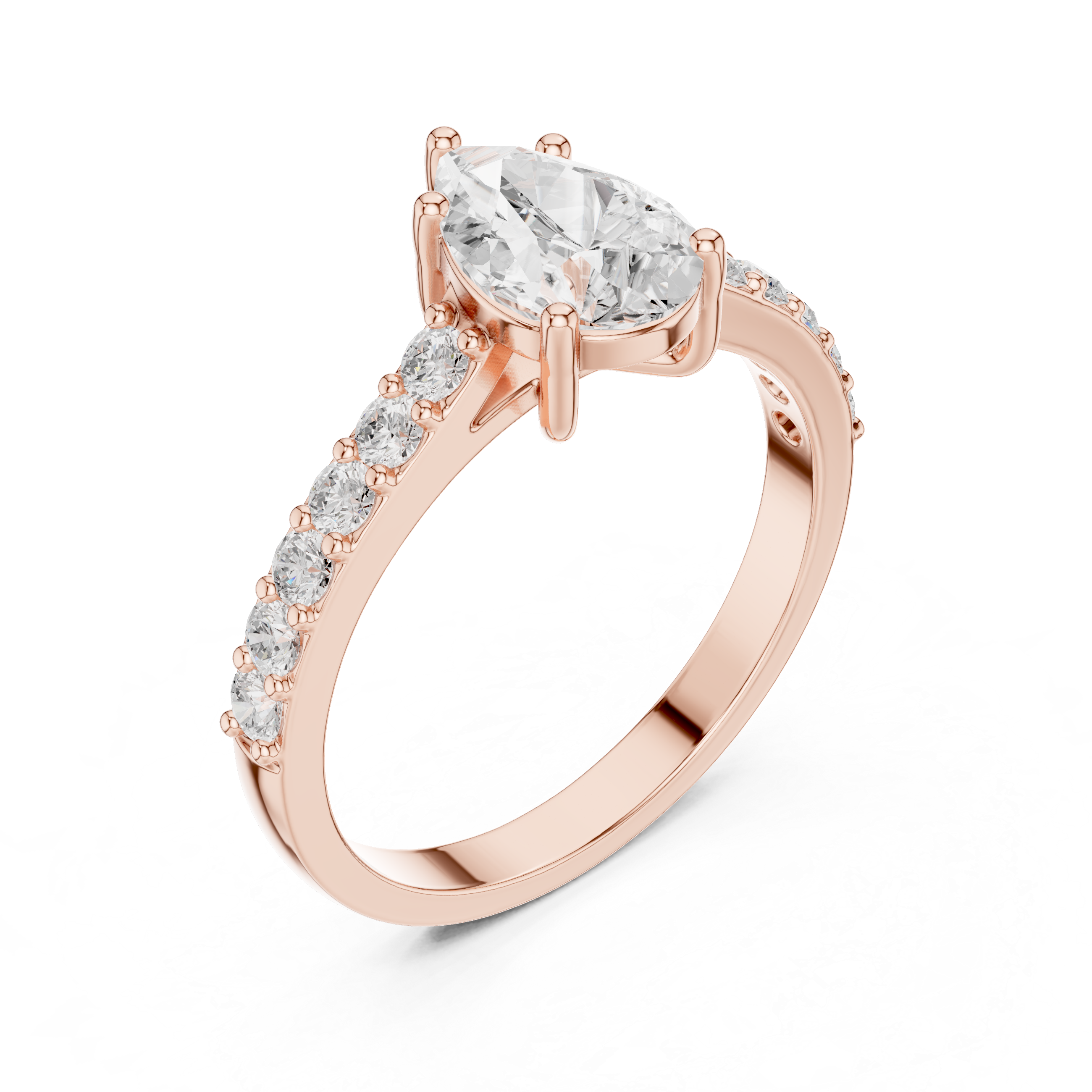 Pear Shaped Shared Prong Diamond Ring