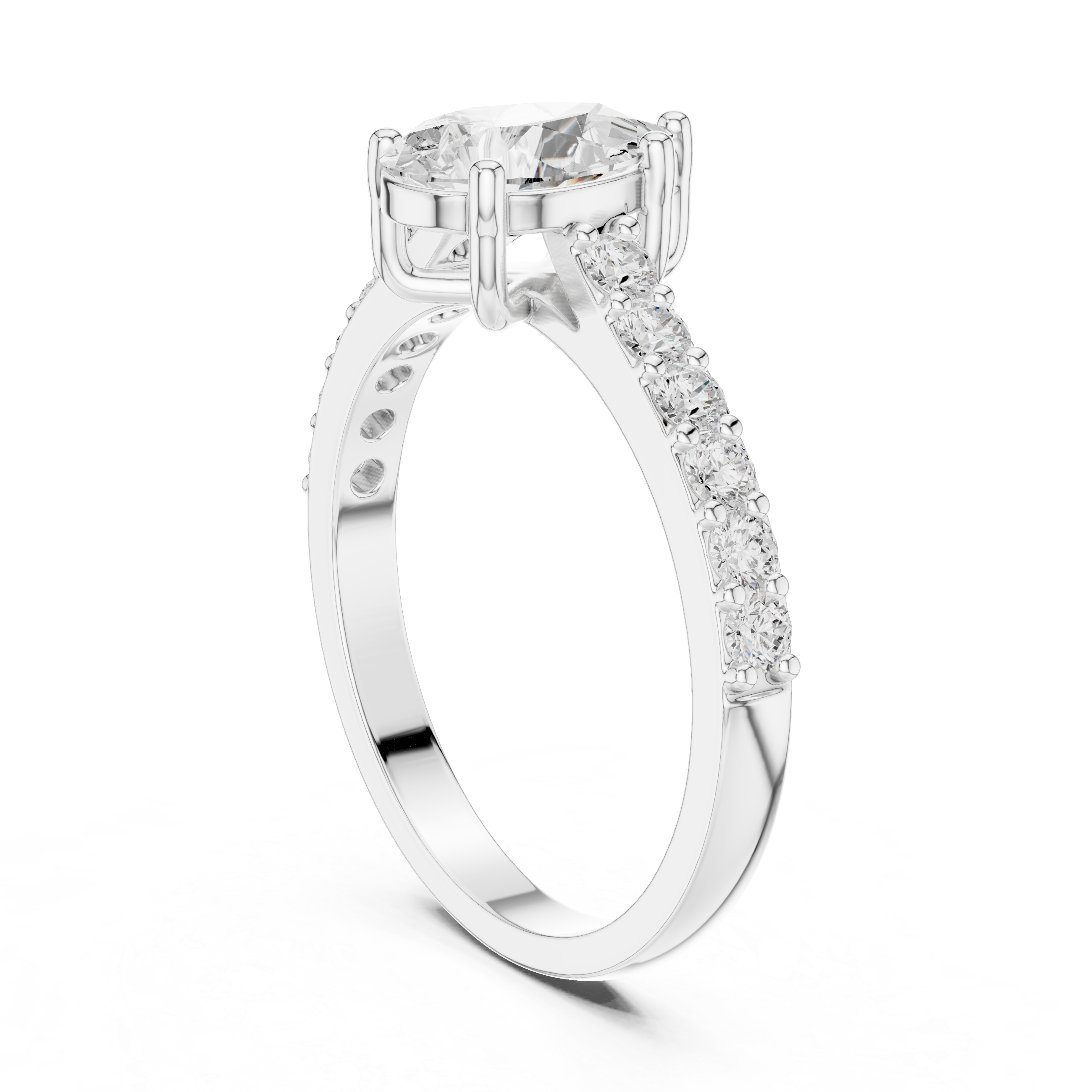 Pear Shaped Shared Prong Diamond Ring