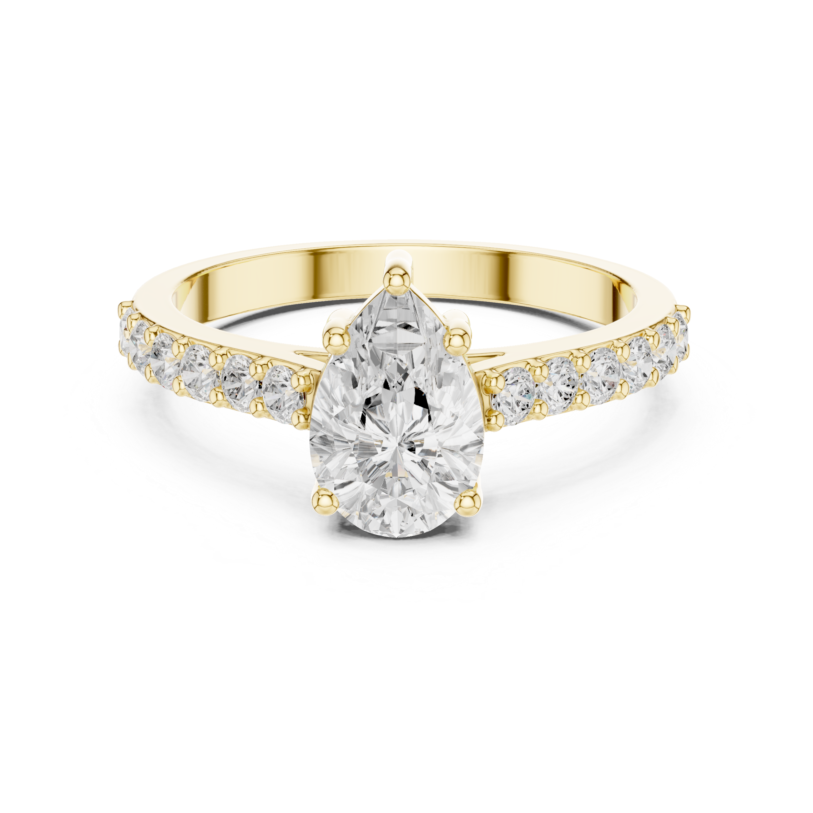 Pear Shaped Shared Prong Diamond Ring