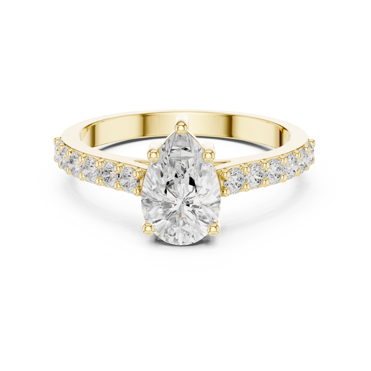 Pear Shaped Shared Prong Diamond Ring