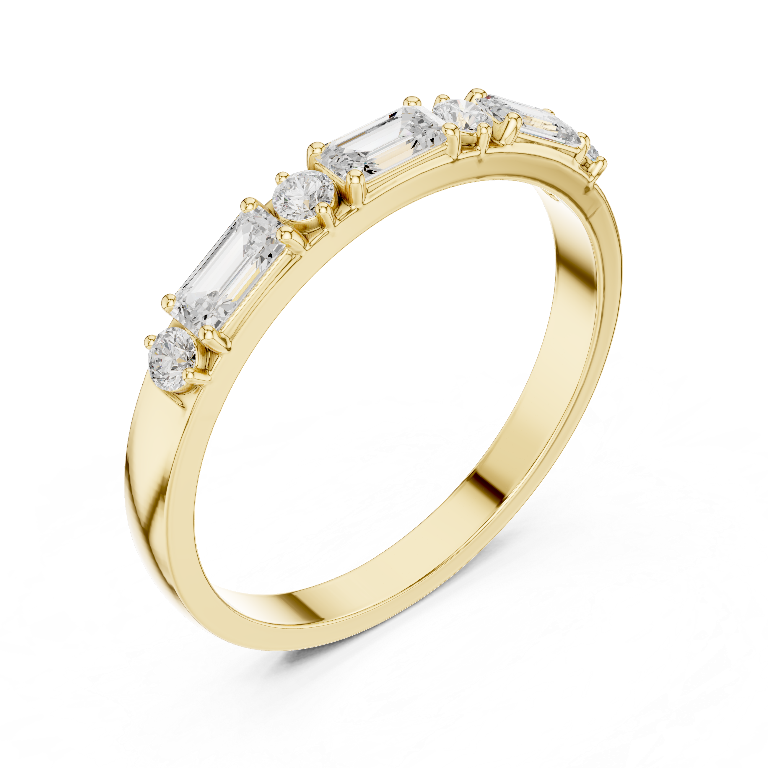 Emerald And Round Diamond Half Eternity Band