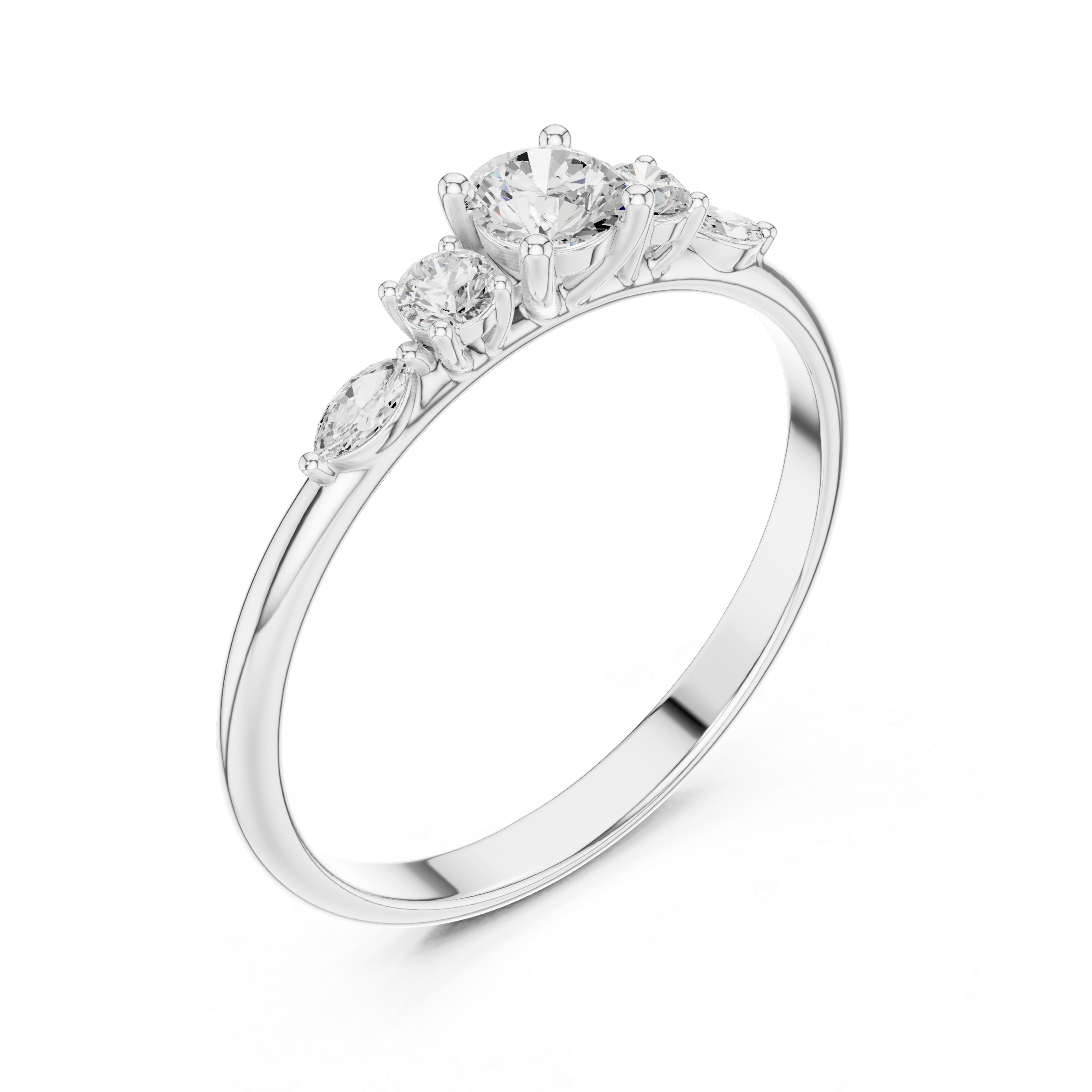 Five Stone Round Diamond Engagement Ring