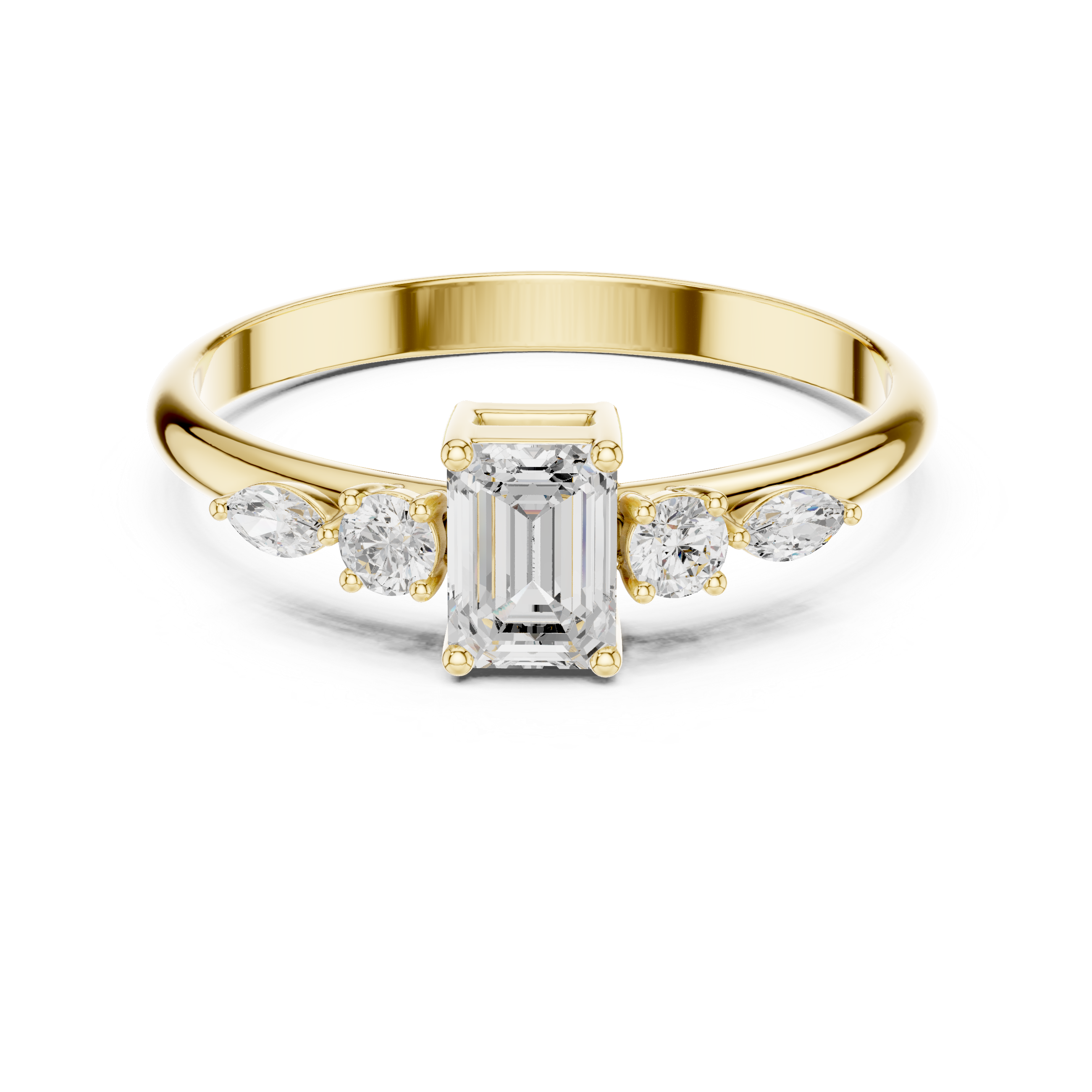 Five Stone Emerald Diamond Engagement Ring