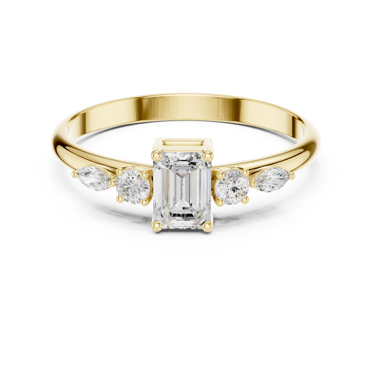 Five Stone Emerald Diamond Engagement Ring