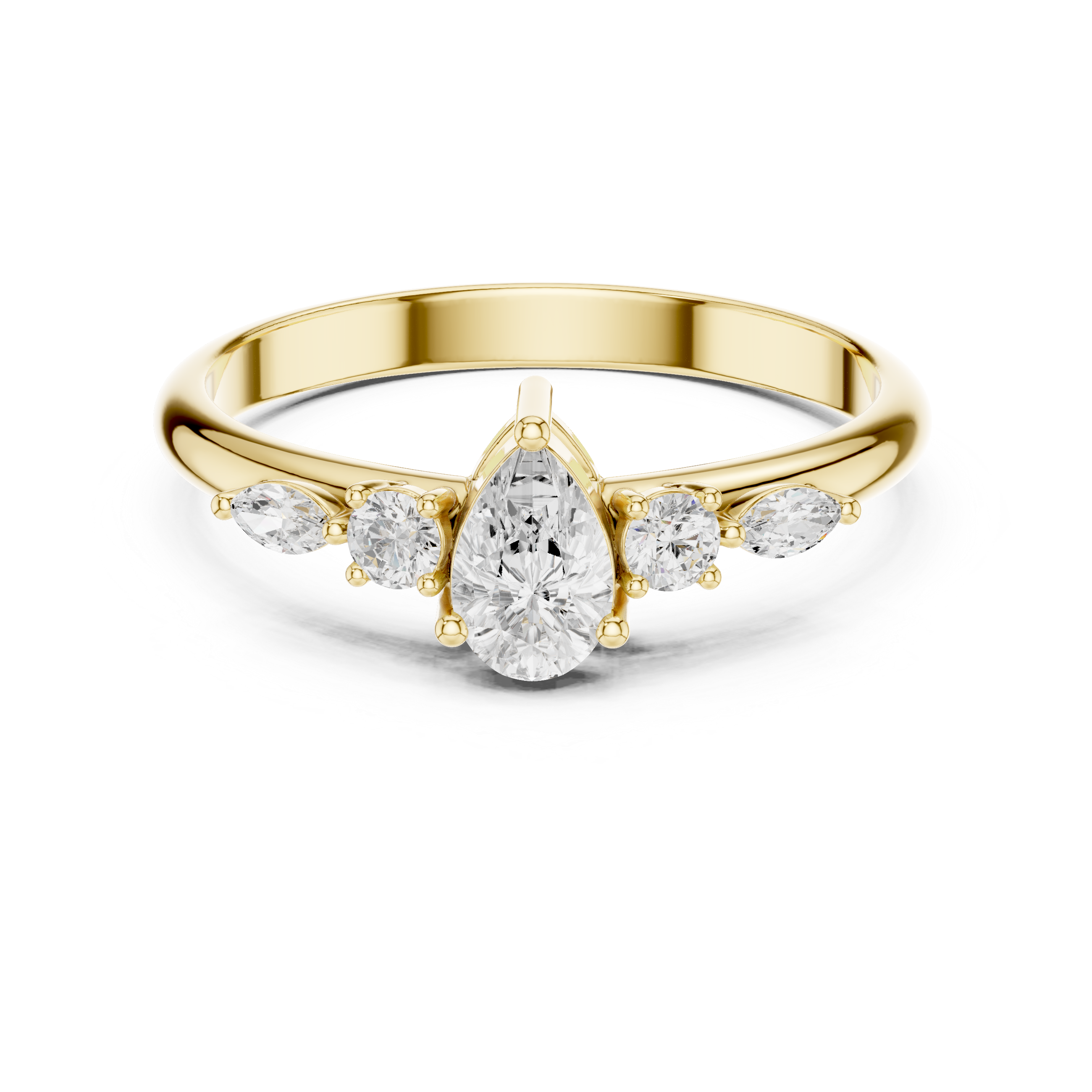 Five Stone Pear Diamond Engagement Ring