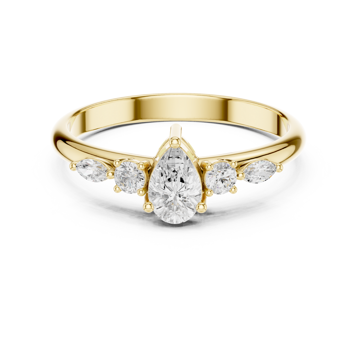 Five Stone Pear Diamond Engagement Ring