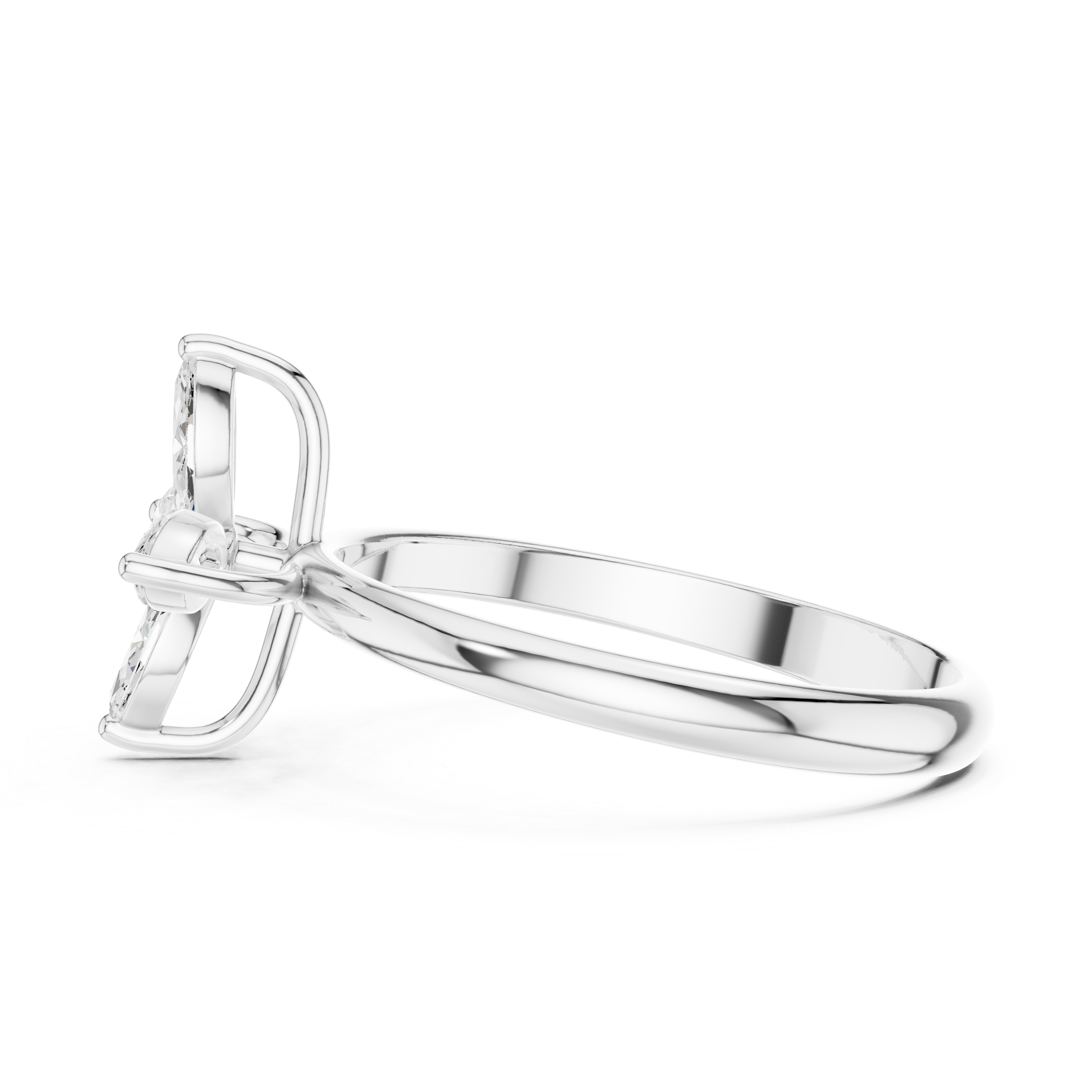 Marquise Diamond Minimalist Flower Petal Promise Ring