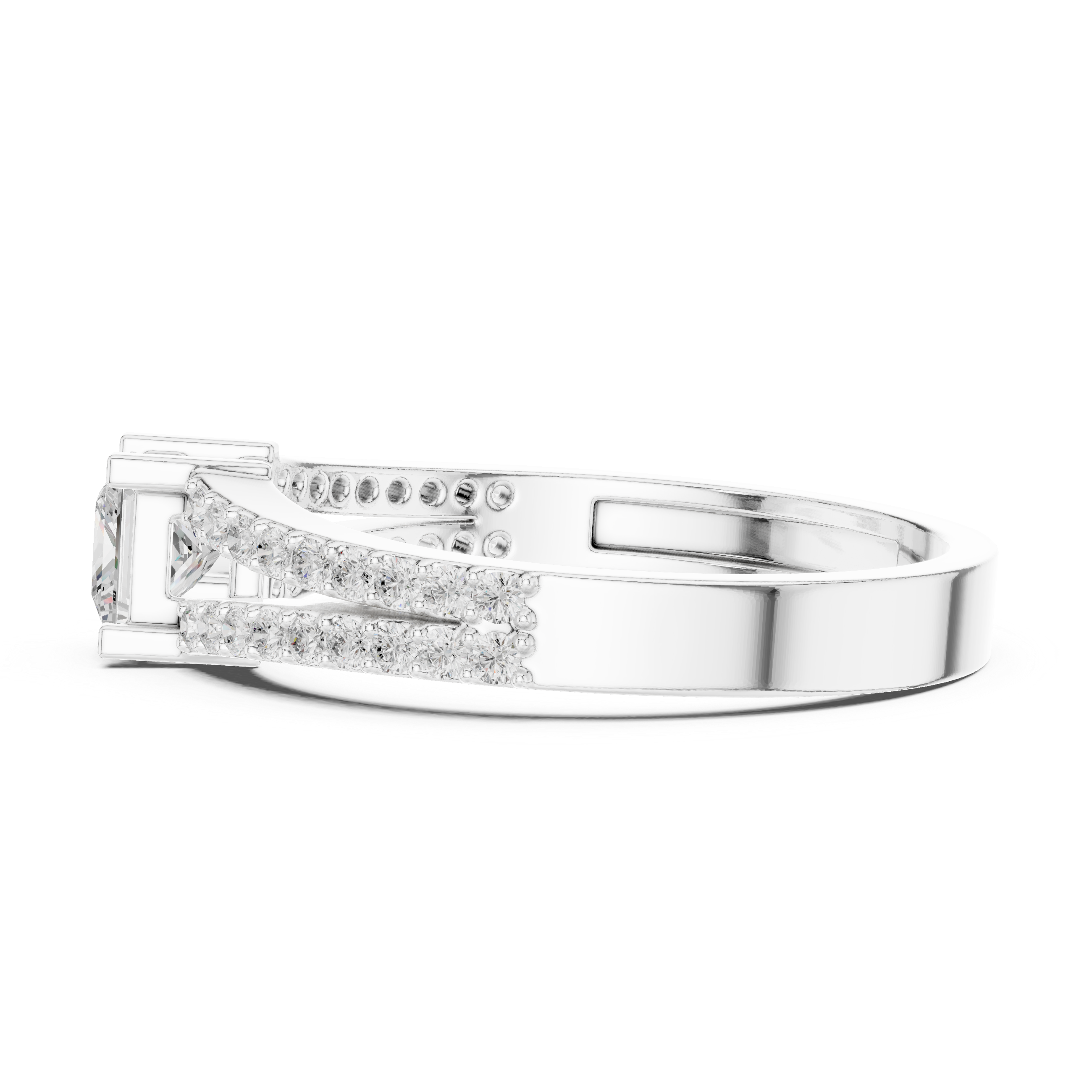 Princess-Cut Diamond Ring With Split Pave Shank