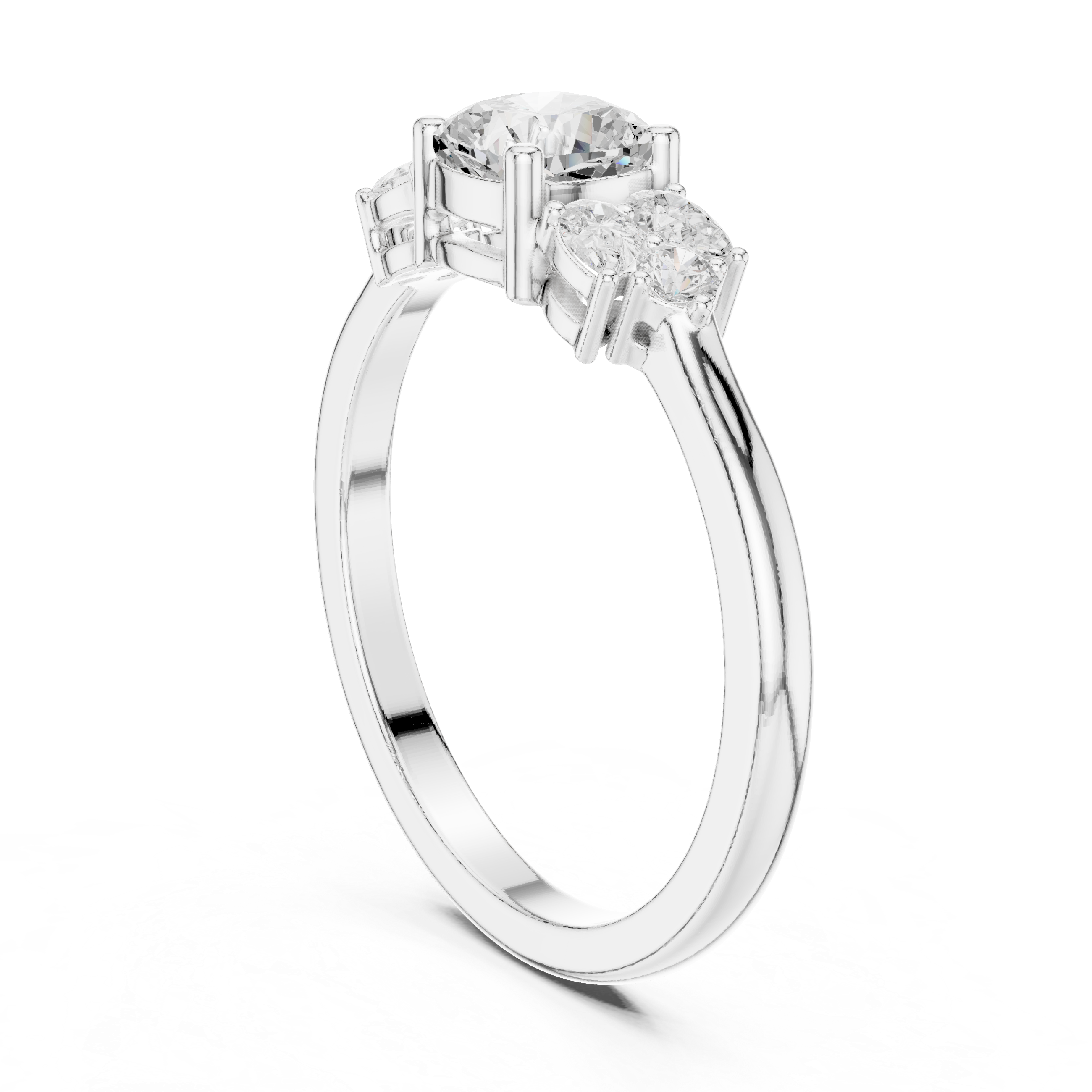 Cushion Cut Diamond With Pear Cluster Ring