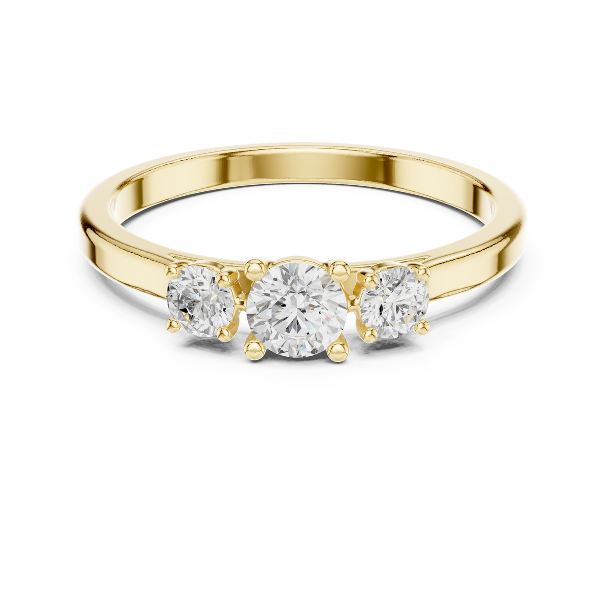 Classic Round Brilliant Three-Stone Ring