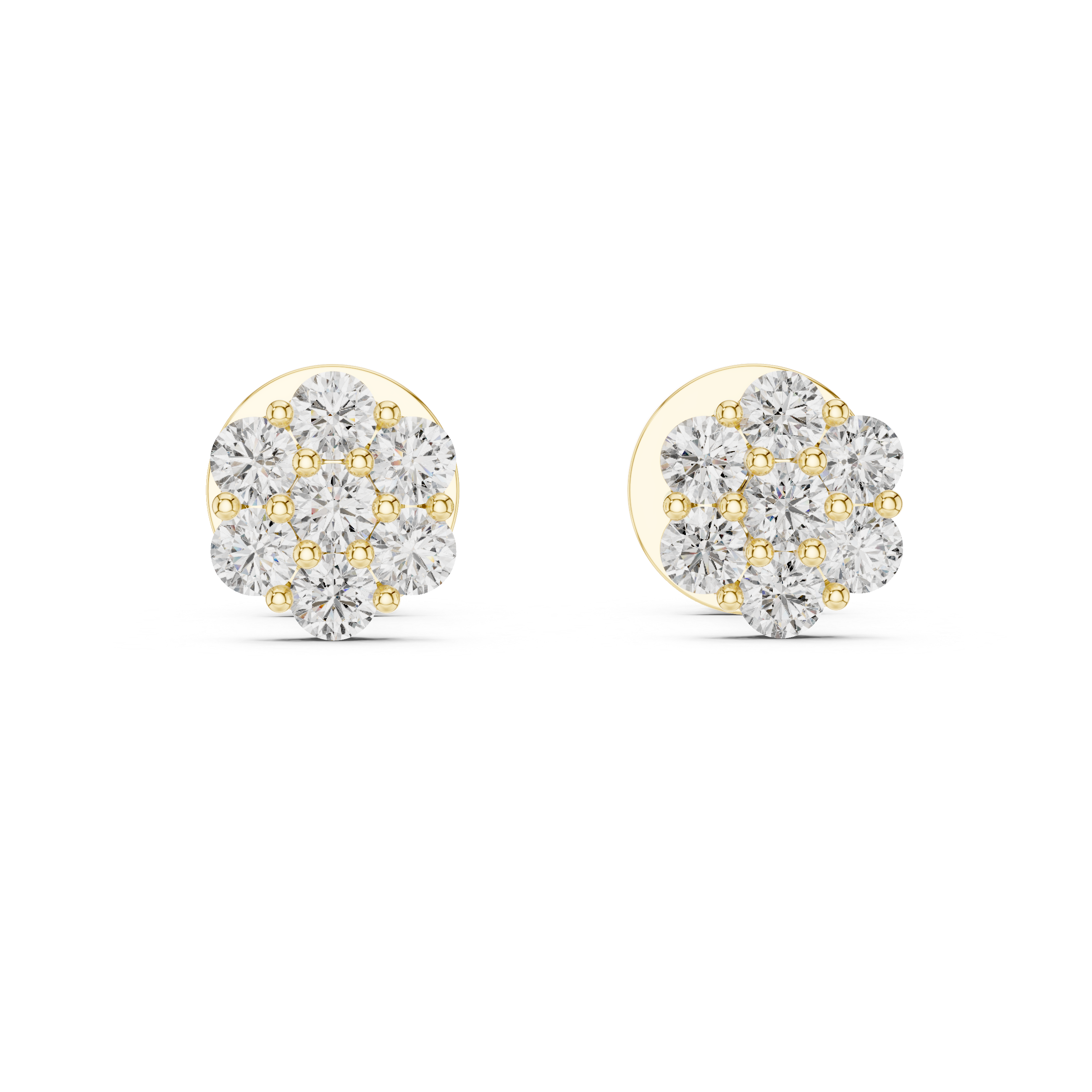 Seven-Stone Round Cut  Diamond Flower Studs Earring