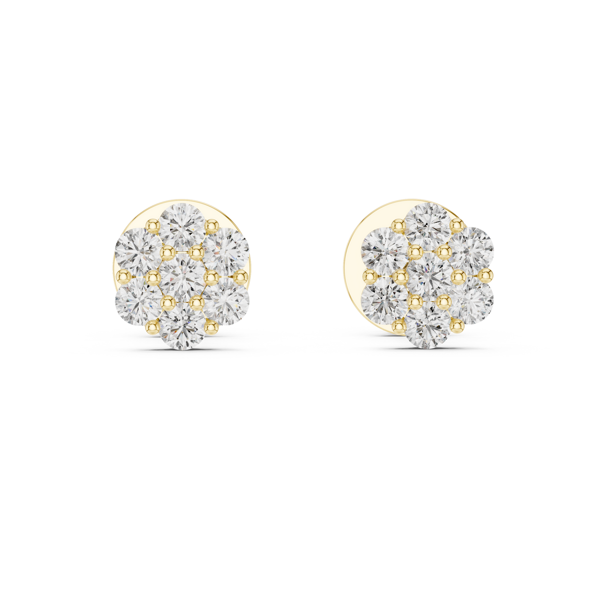 Seven-Stone Round Cut  Diamond Flower Studs Earring