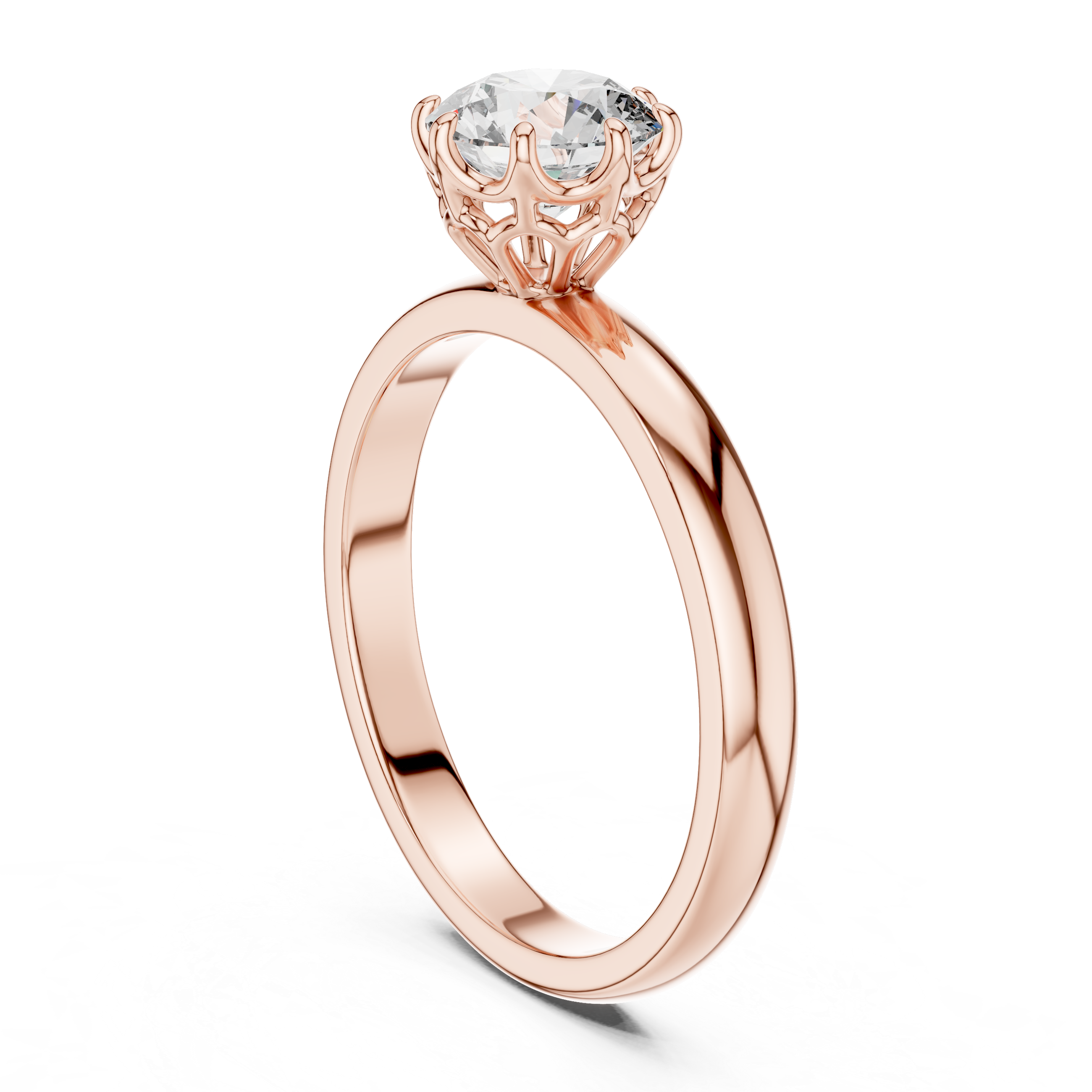 Floral Gallery Round Cut Solitaire Diamond Anniversary Ring