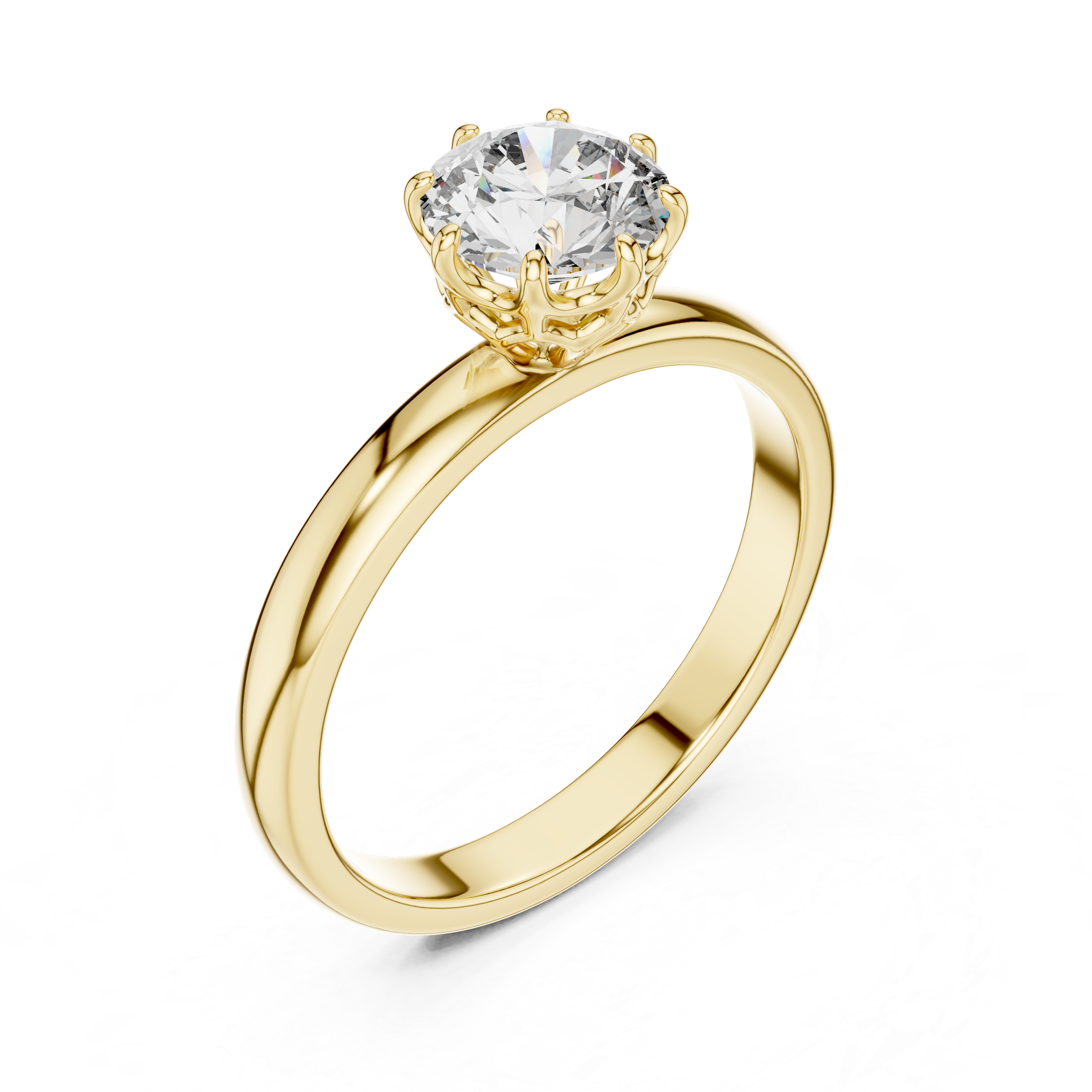 Floral Gallery Round Cut Solitaire Diamond Anniversary Ring