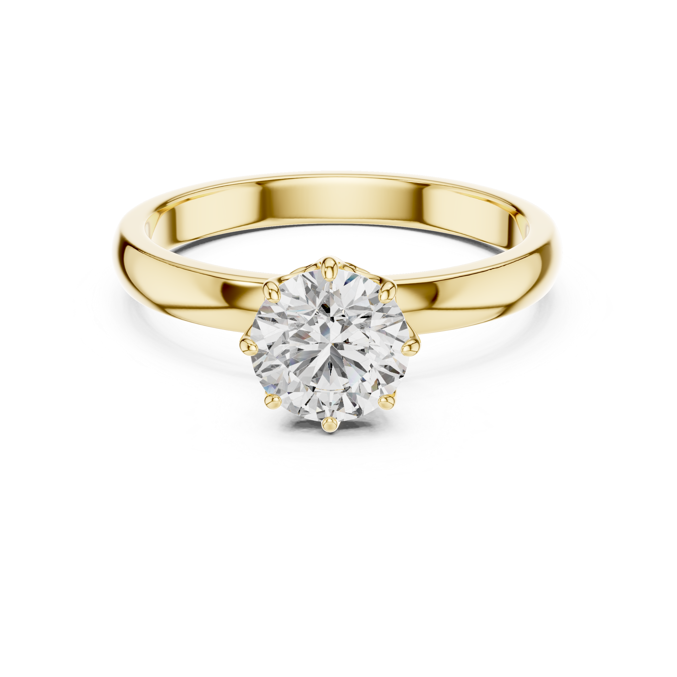 Floral Gallery Round Cut Solitaire Diamond Anniversary Ring