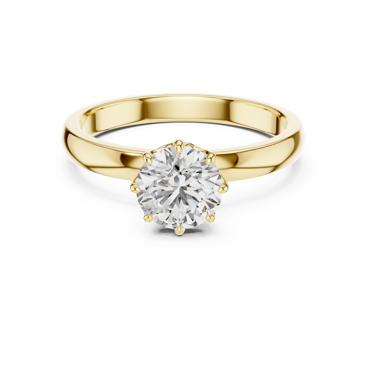 Floral Gallery Round Cut Solitaire Diamond Anniversary Ring