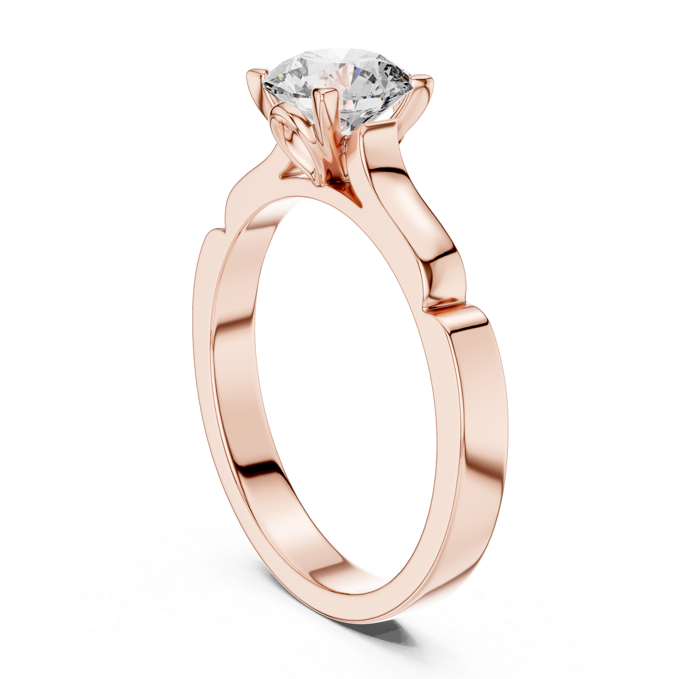 Round Brilliant Cut Solitaire Ring With Sculpted Band