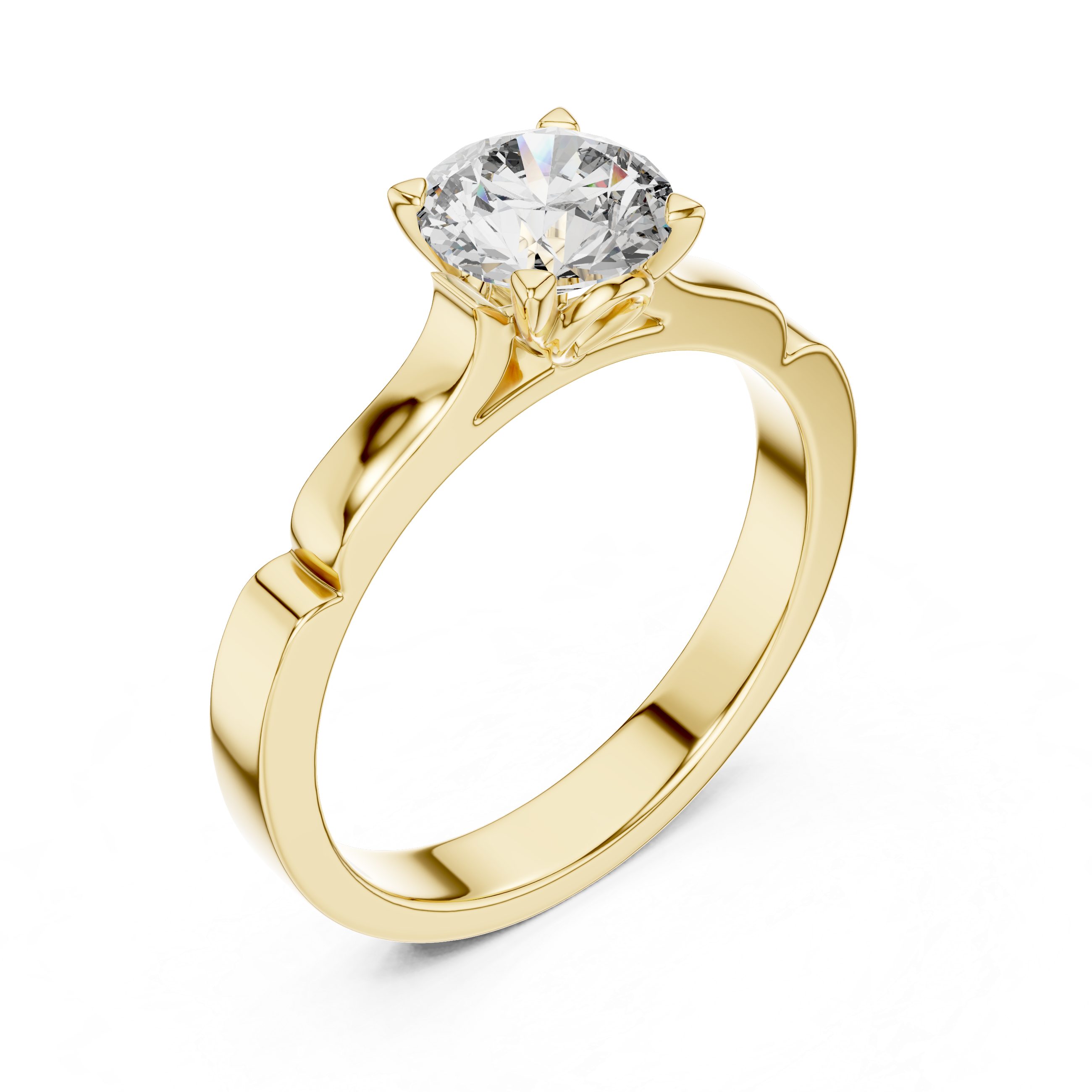 Round Brilliant Cut Solitaire Ring With Sculpted Band