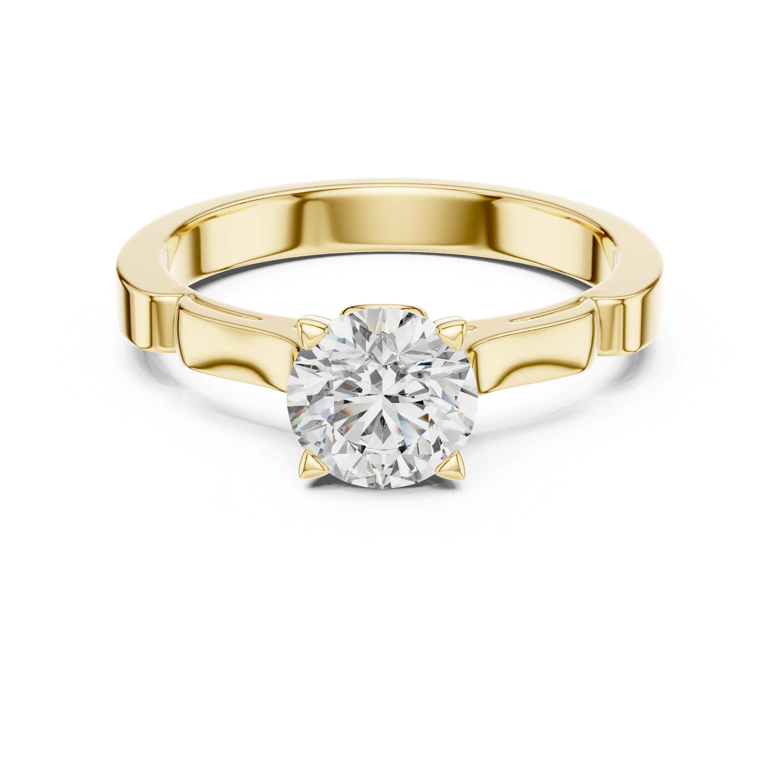 Round Brilliant Cut Solitaire Ring With Sculpted Band