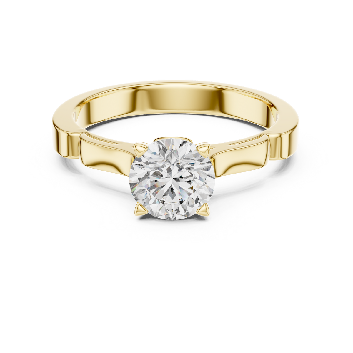 Round Brilliant Cut Solitaire Ring With Sculpted Band