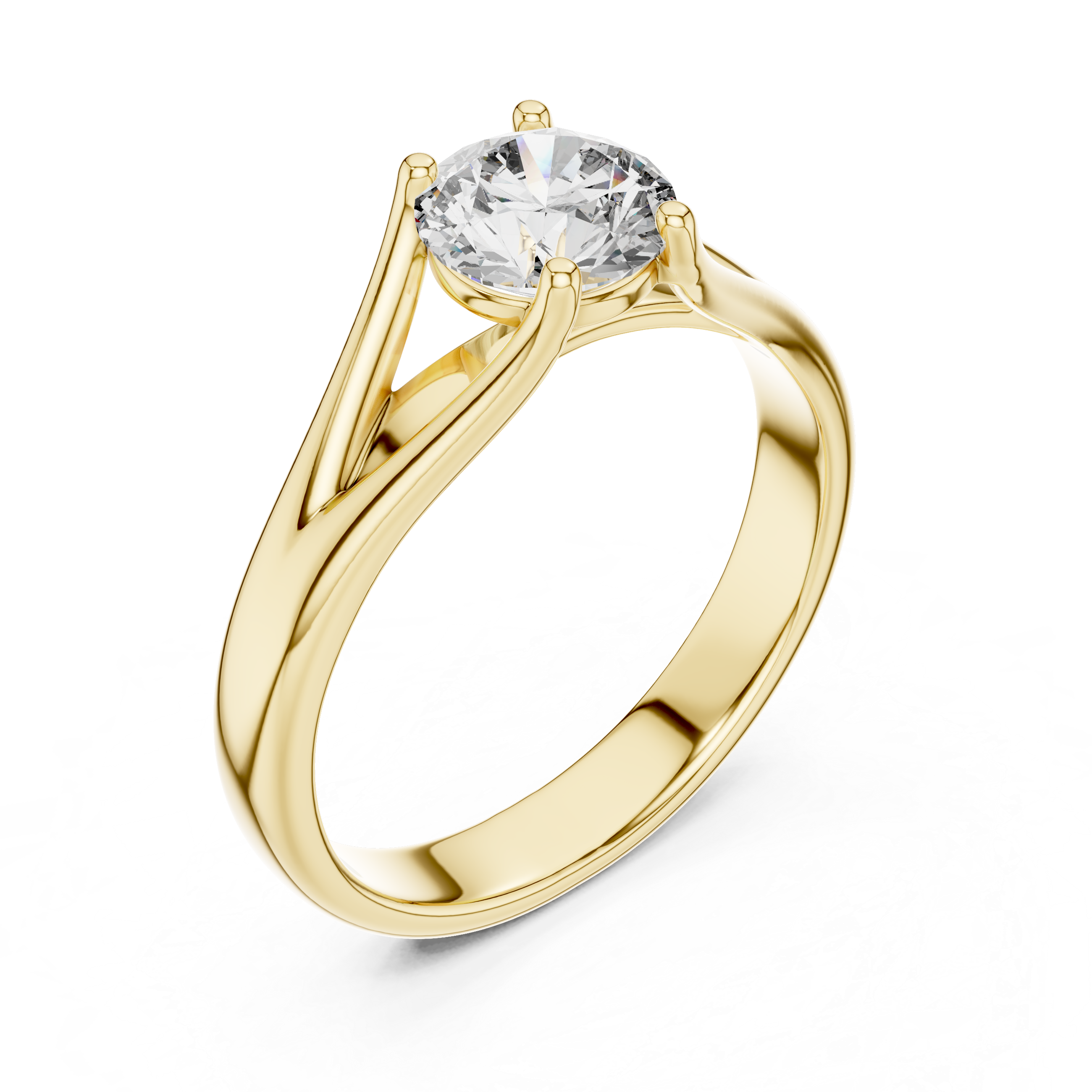 Round Cut Cathedral Split Shank Solitaire Diamond Ring
