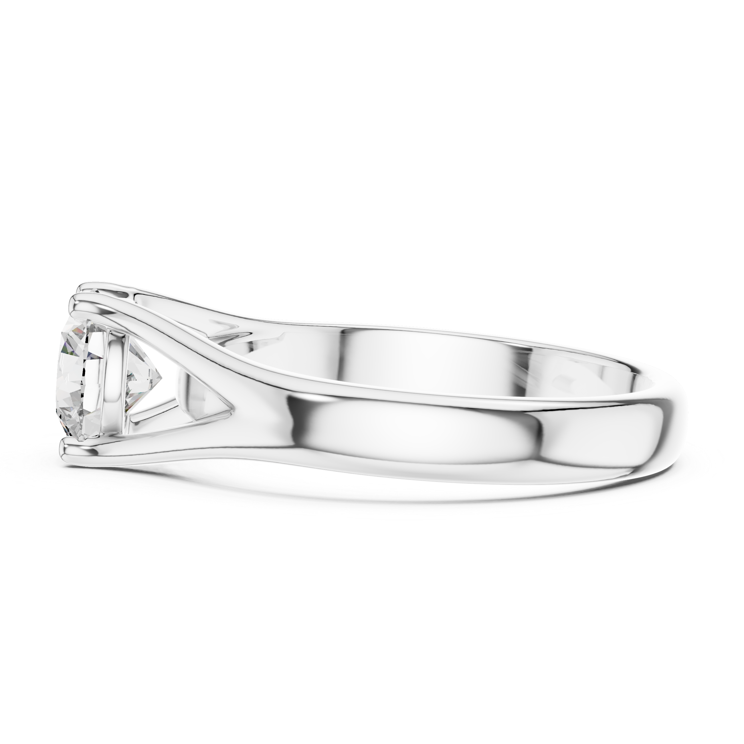 Round Cut Cathedral Split Shank Solitaire Diamond Ring