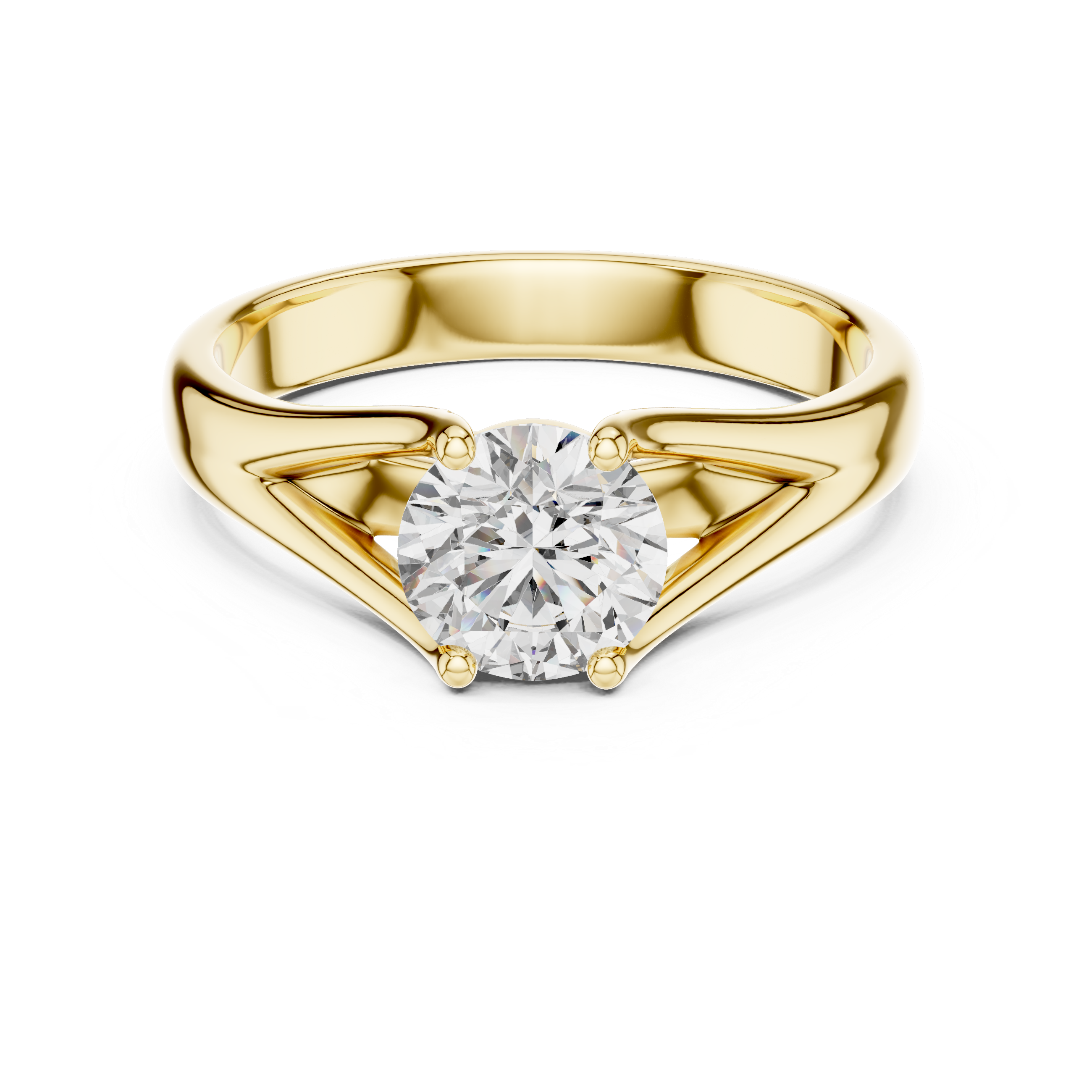 Round Cut Cathedral Split Shank Solitaire Diamond Ring