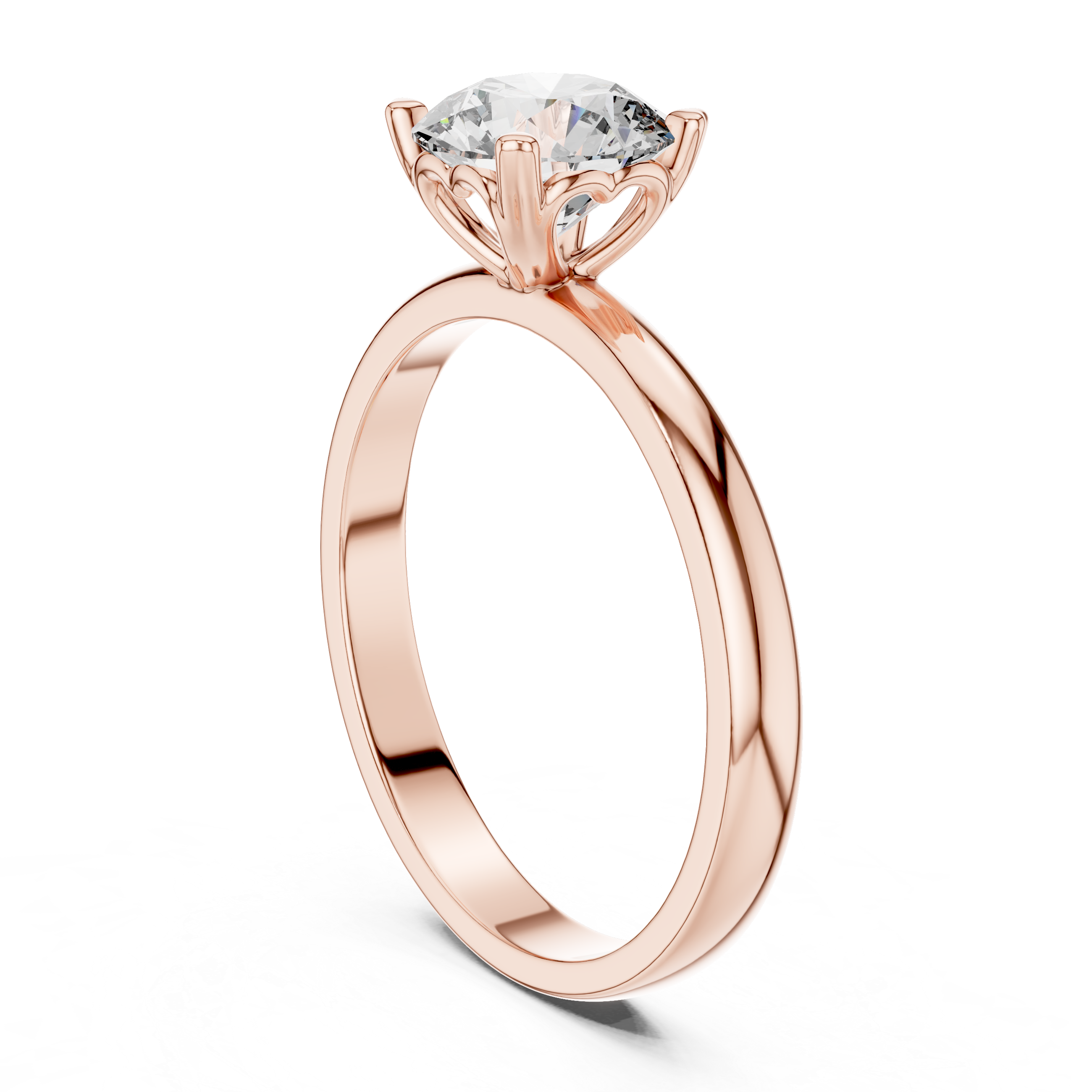 Round Cut Diamond Solitaire Ring with Heart-Shaped Filigree Gallery
