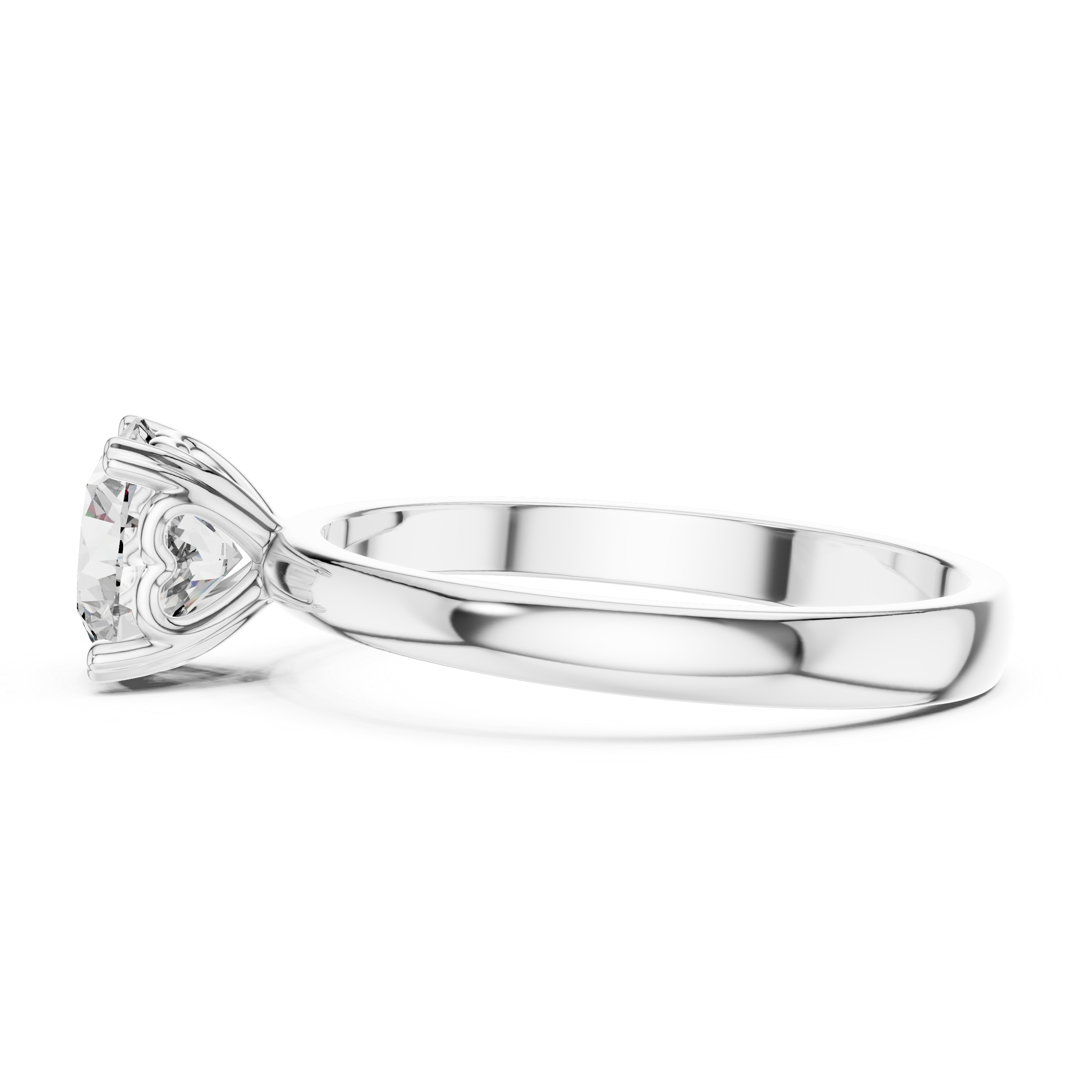 Round Cut Diamond Solitaire Ring with Heart-Shaped Filigree Gallery