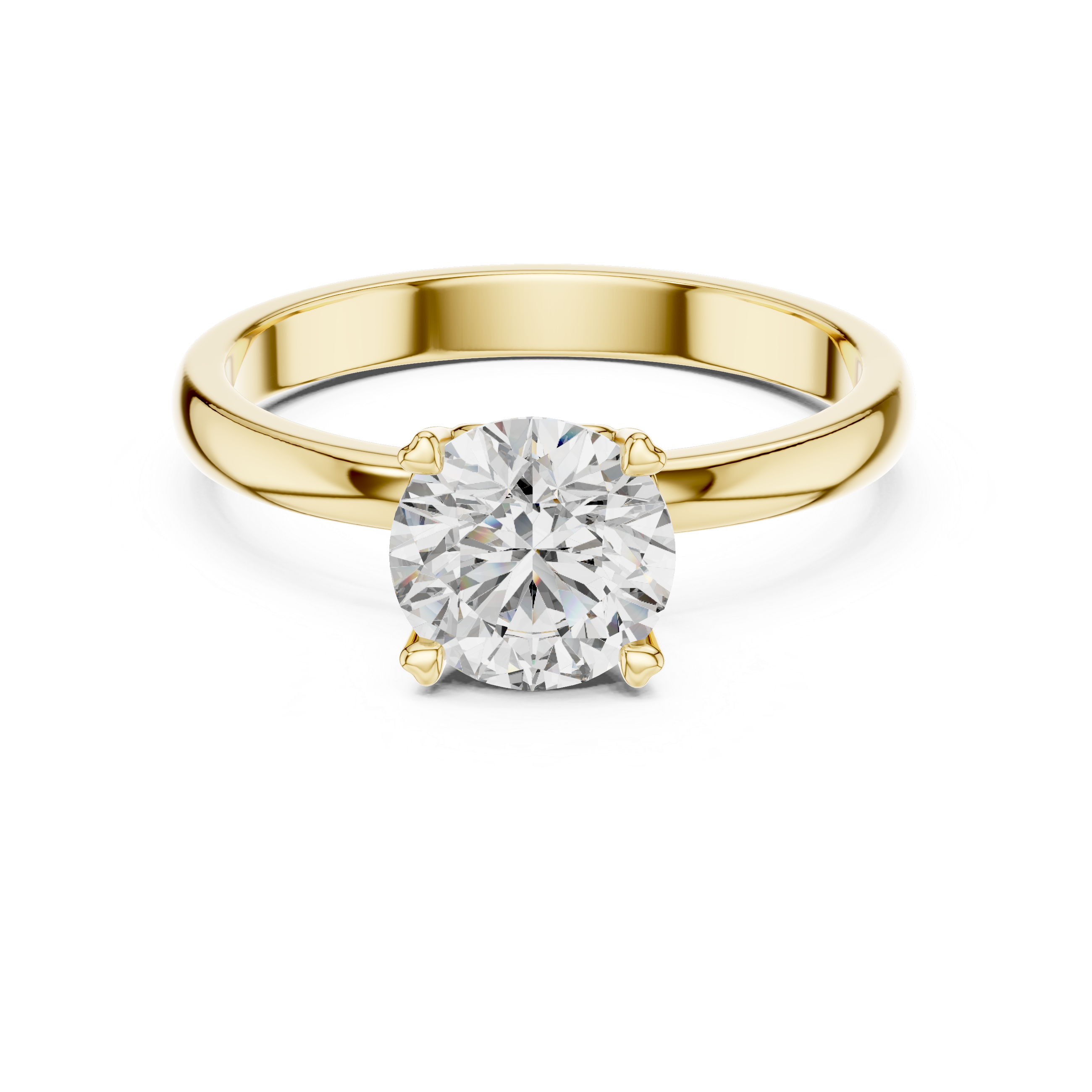 Round Cut Diamond Solitaire Ring with Heart-Shaped Filigree Gallery