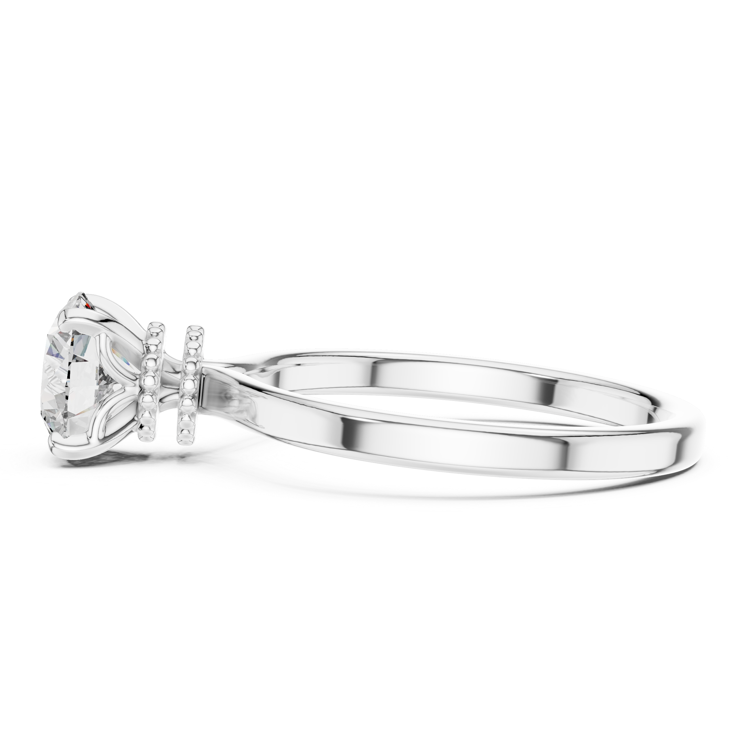Round Brilliant Solitaire Ring With Double Milgrain Collar