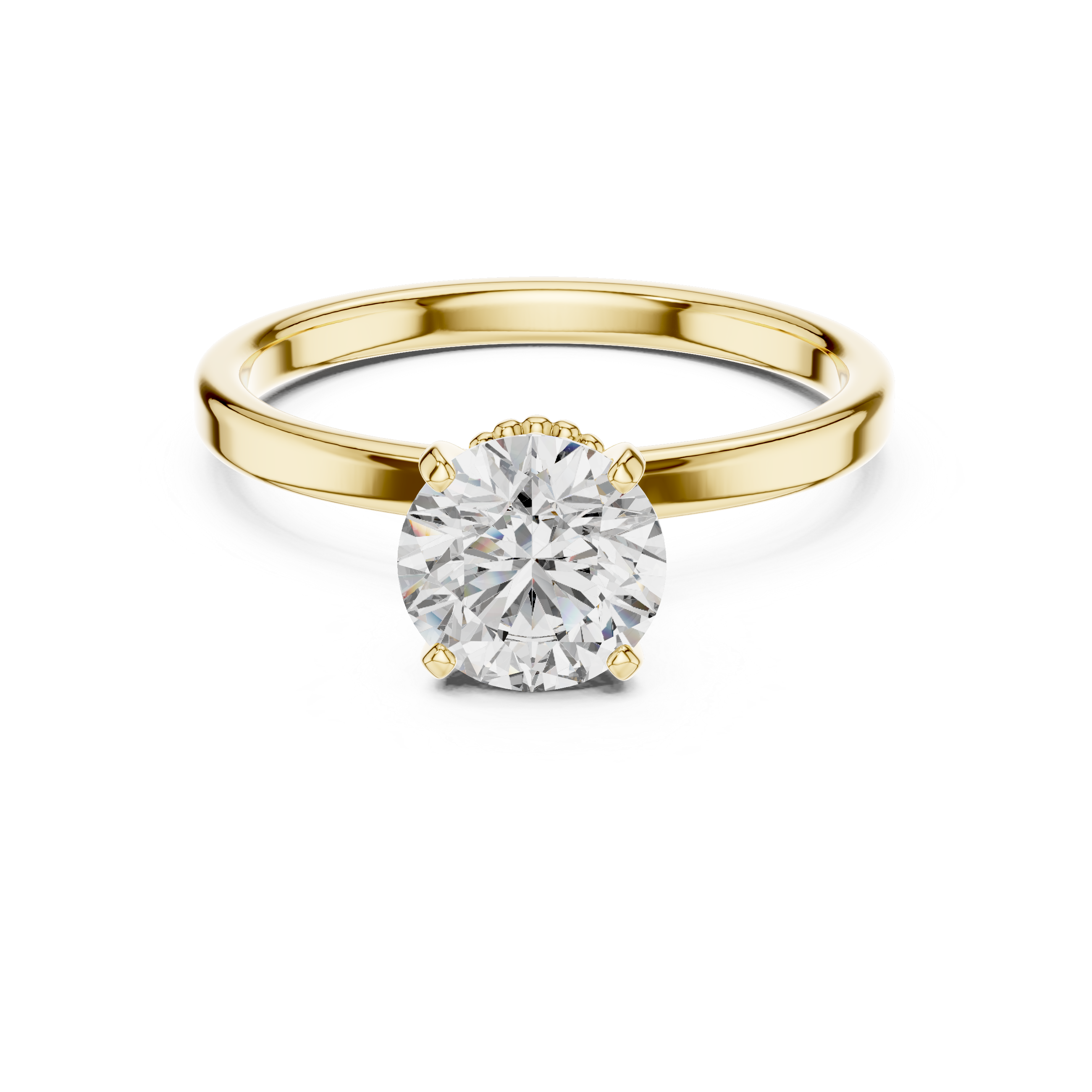 Round Brilliant Solitaire Ring With Double Milgrain Collar